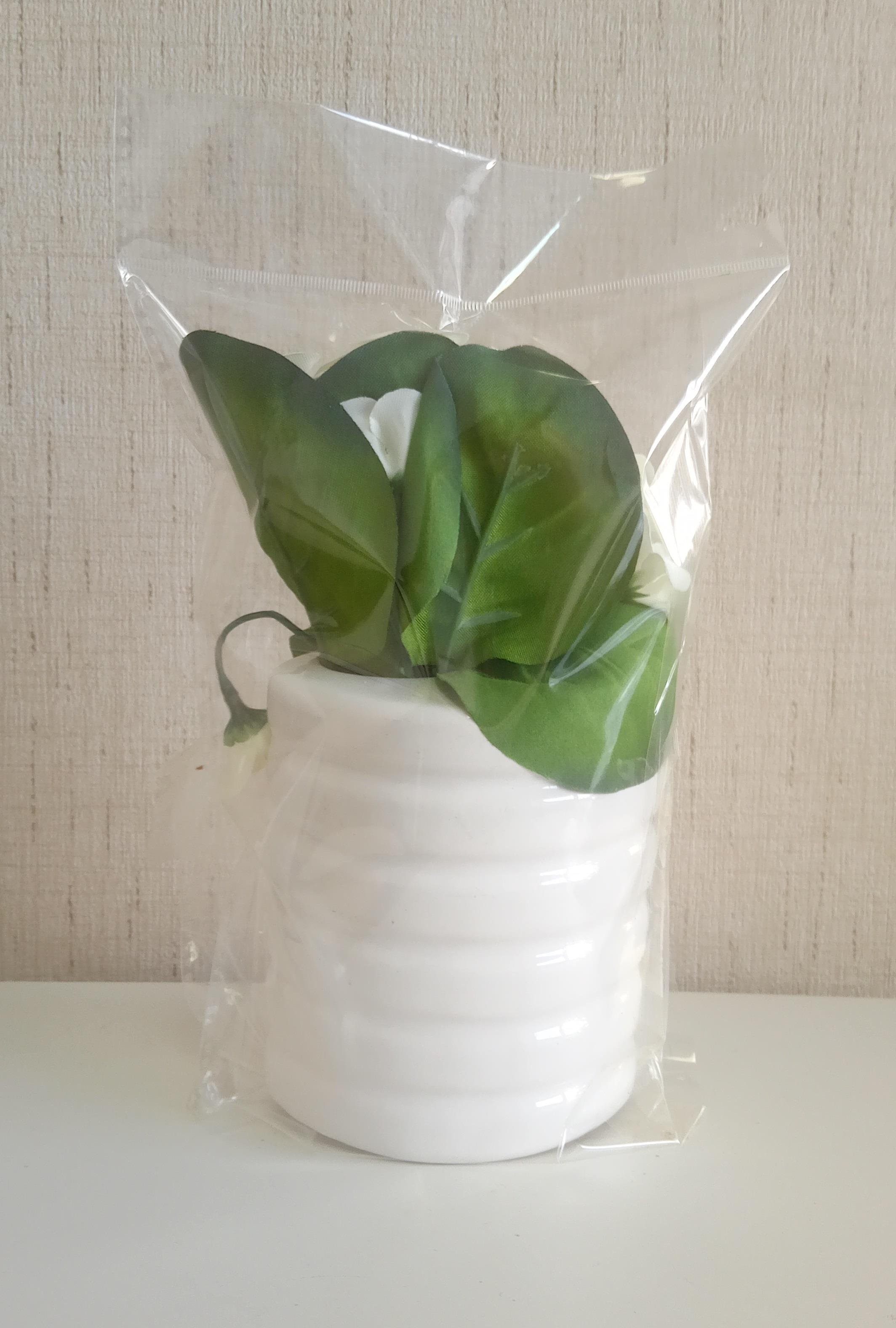 2 Adet Vazo Dahil,Vazoda Çiçek,Beyaz Yapay Çiçek,Vazo Dekoratif Oval Çizgili 9X6X16Cm 