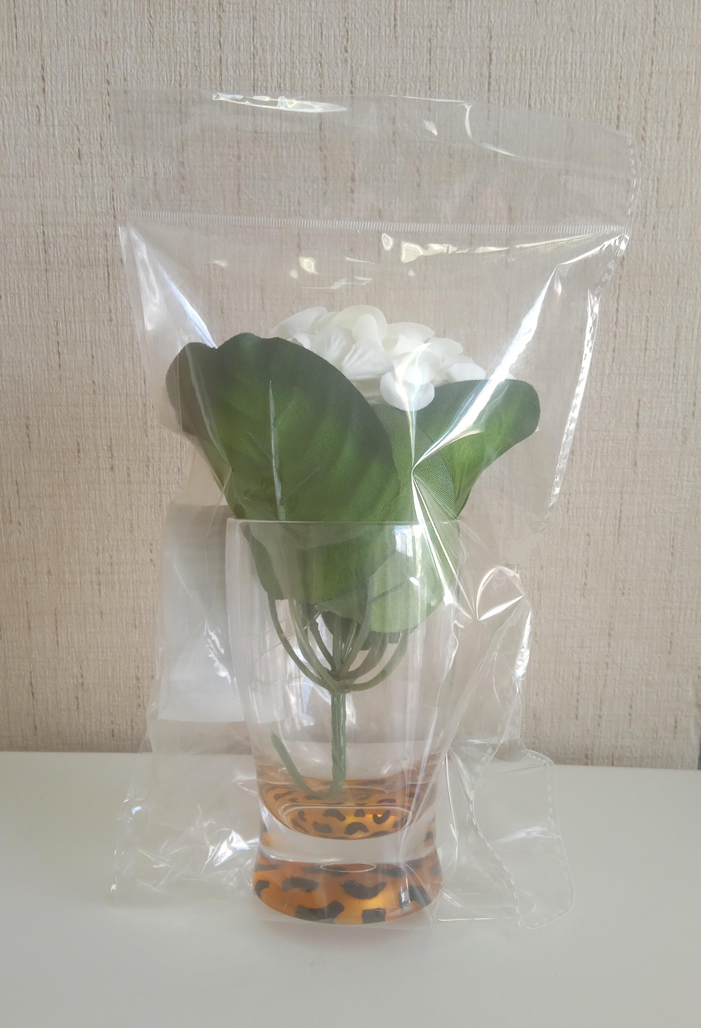 2 Adet Vazo Dahil,Vazoda Çiçek,Beyaz Yapay Çiçek,Vazo Dekoratif Leopar 6X6X16Cm 