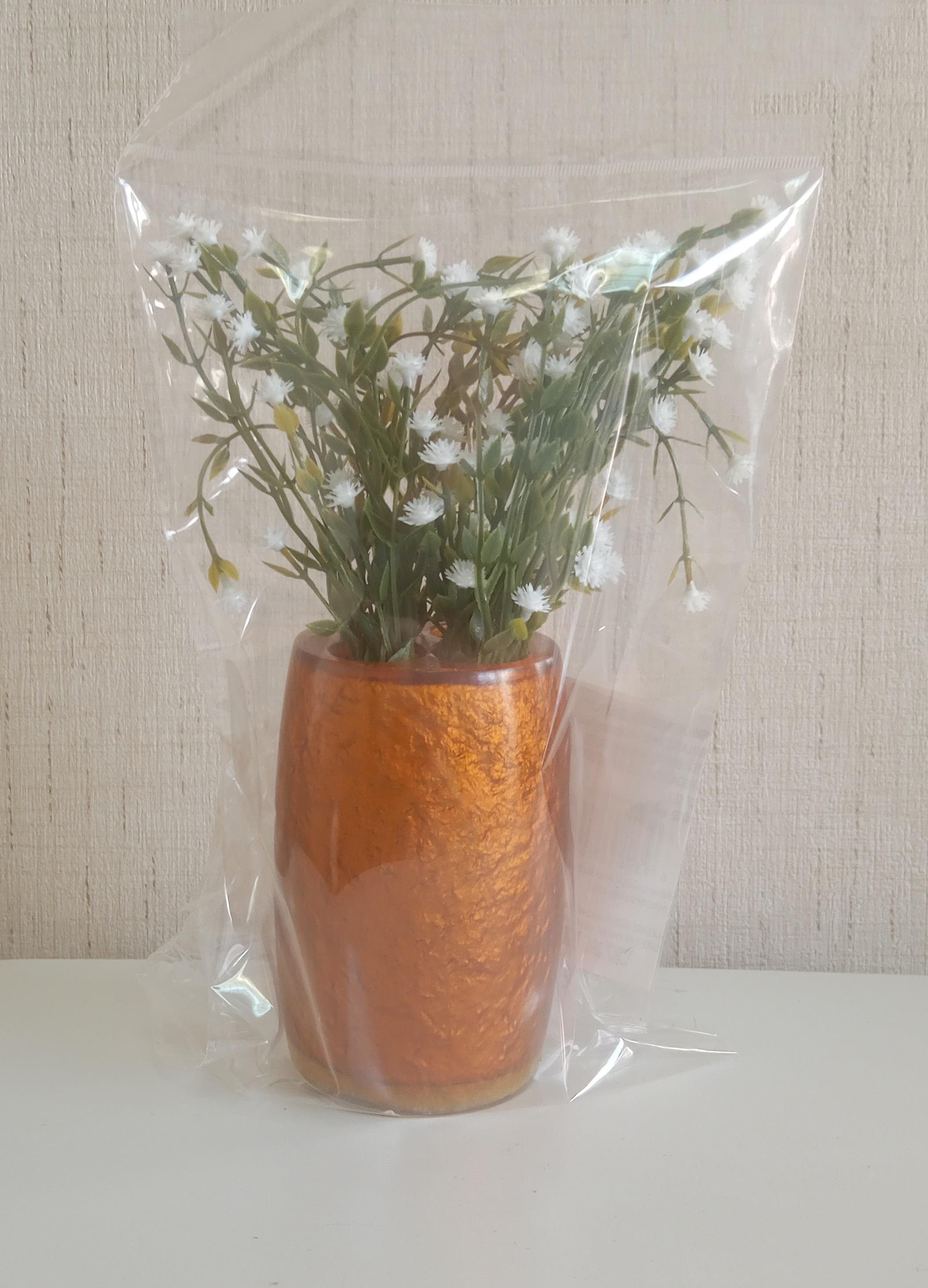 2 Adet Vazo Dahil,Vazoda Çiçek,Beyaz Yapay Çiçek,Vazo Dekoratif Altın Renkli Poliresin  5X5X12Cm