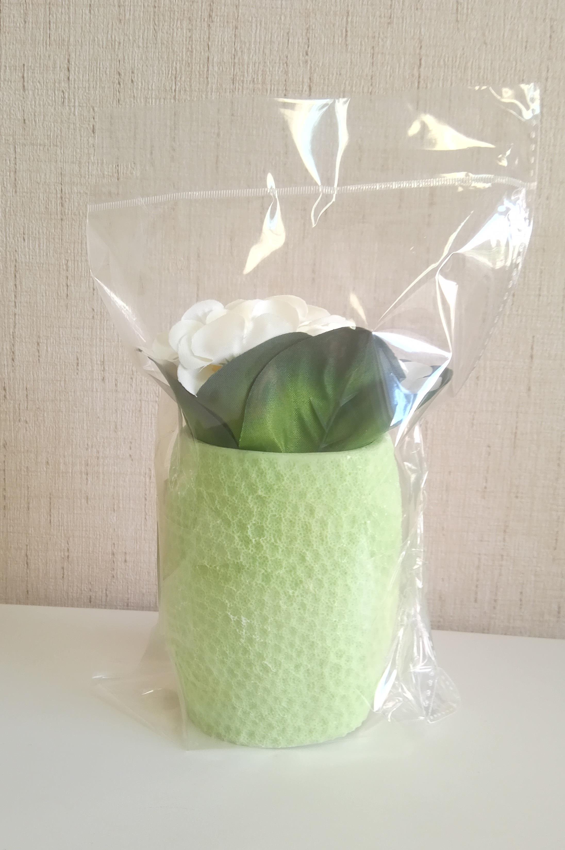 2 Adet Vazo Dahil,Vazoda Çiçek,Beyaz Yapay Çiçek,Vazo Yeşil Petek Desenli Poliresin 8X8X15Cm