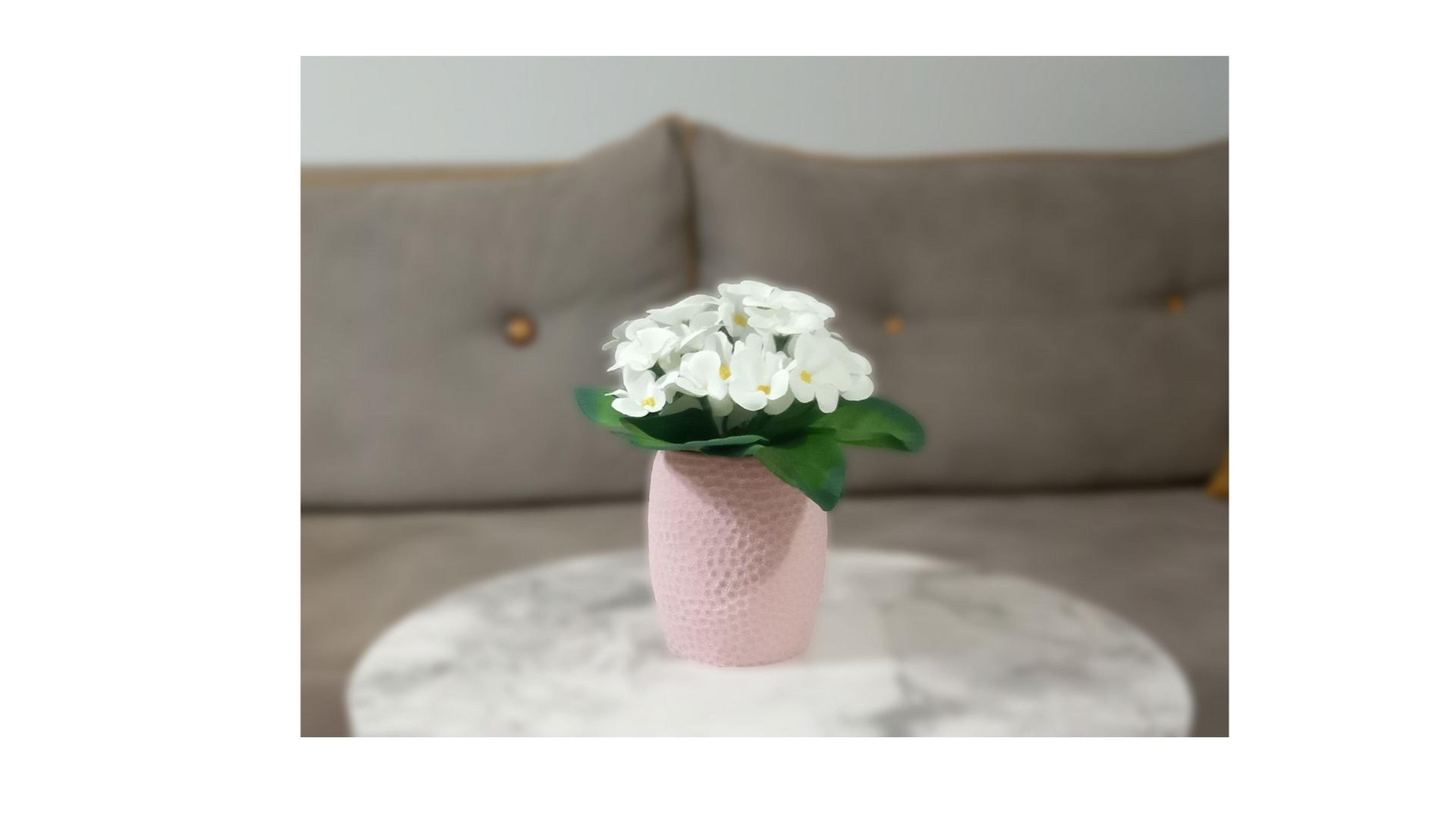 2 Adet Vazo Dahil,Vazoda Çiçek,Beyaz Yapay Çiçek,Vazo Pembe Petek Desenli Poliresin 8X8X15Cm