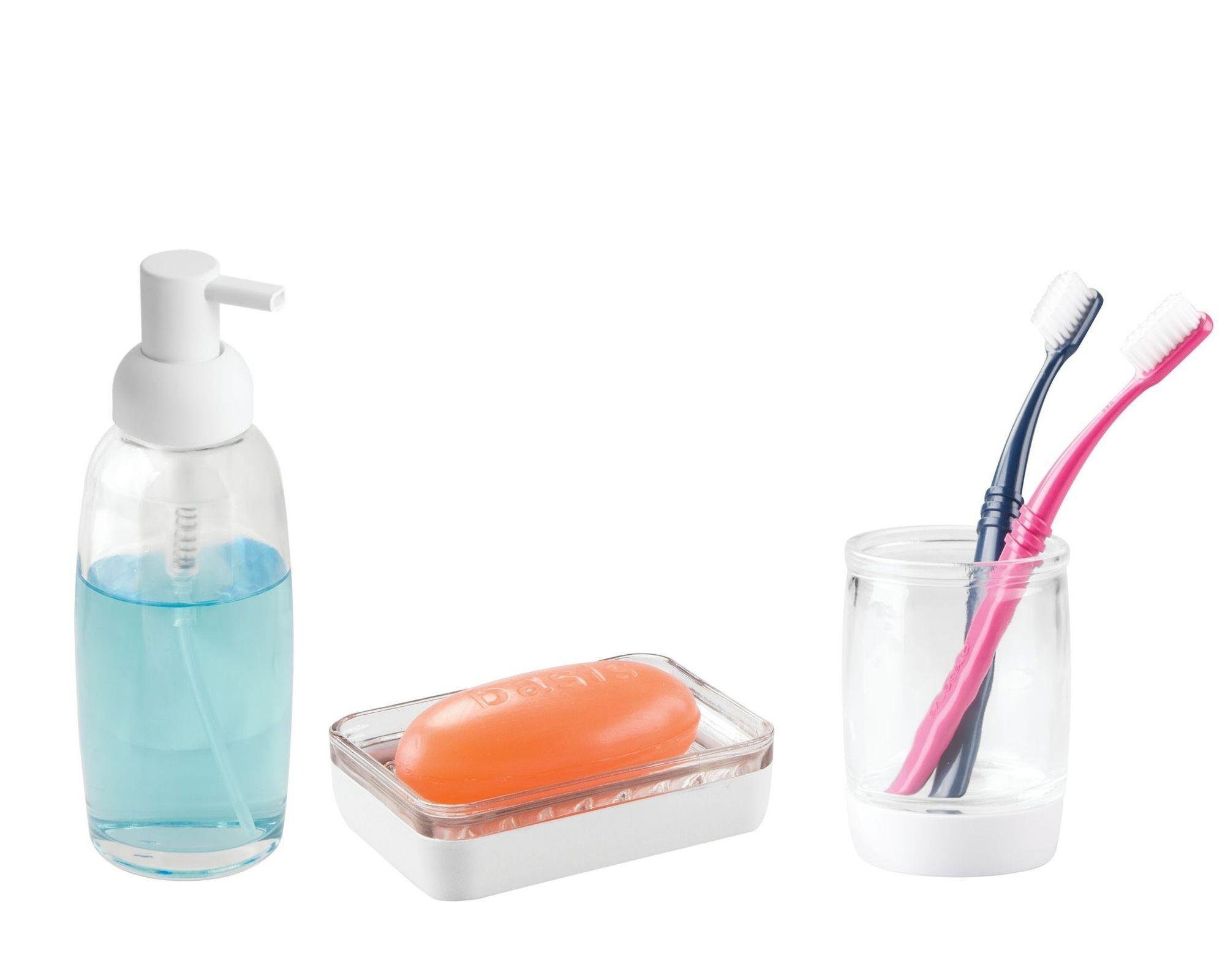 3 Lü Banyo Seti Beyaz Cam  20X20X10Cm