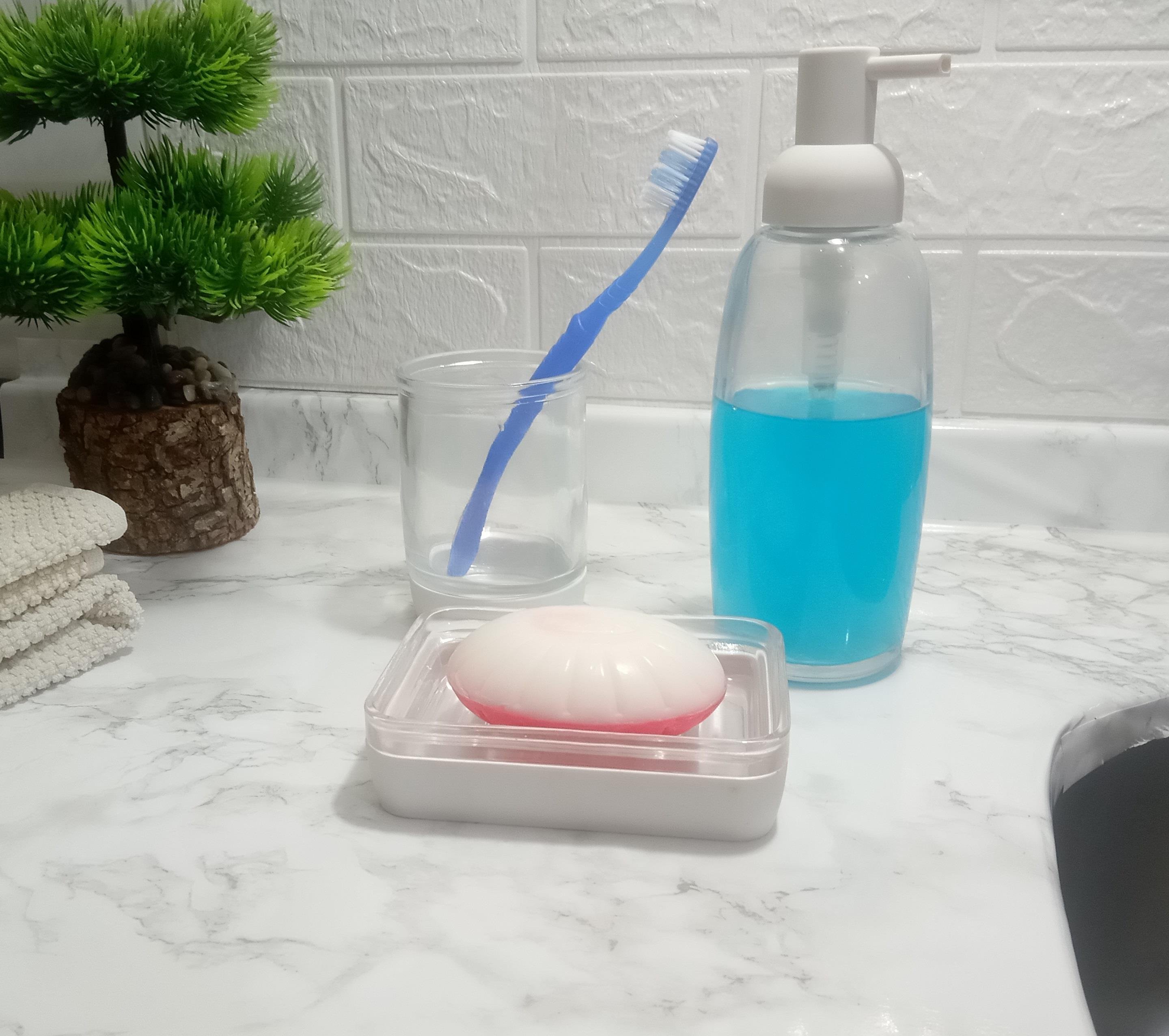 3 Lü Banyo Seti Beyaz Cam  20X20X10Cm