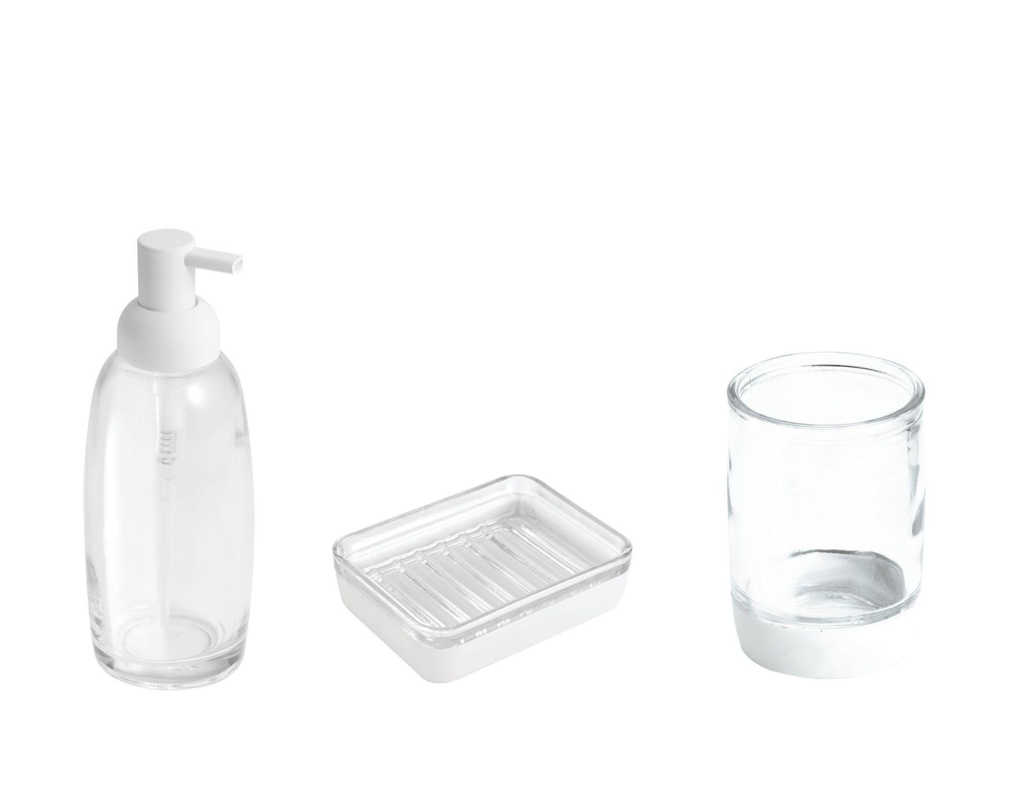 3 Lü Banyo Seti Beyaz Cam  20X20X10Cm