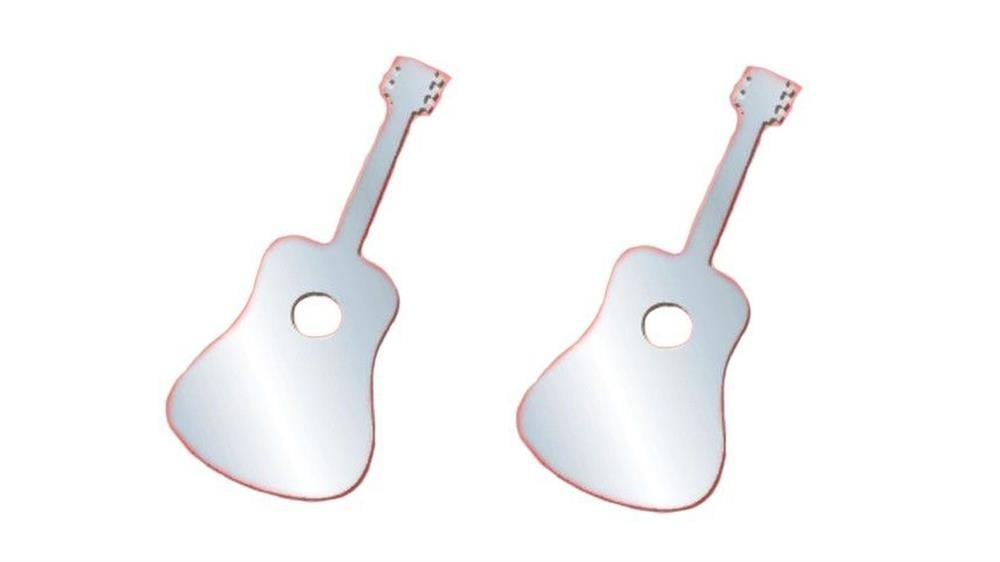 Aynalı Duvar Süsü (Sticker) 2 Adet Gitar Şekilli 34x15x0,6cm