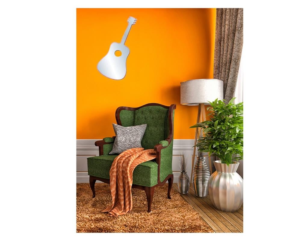 Aynalı Duvar Süsü (Sticker) 2 Adet Gitar Şekilli 34x15x0,6cm