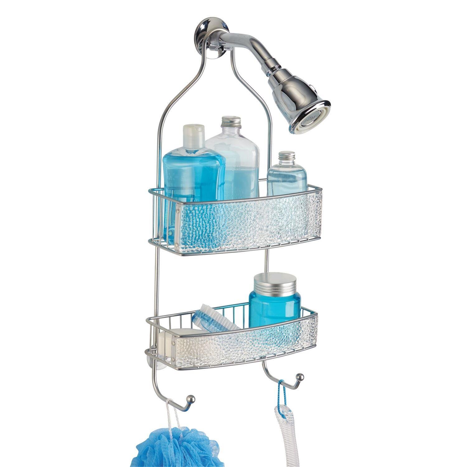 Banyo Duş Rafı Duş Hortumuna Takılabilir  Vantuzlu Damlalı Model 25X11X55Cm