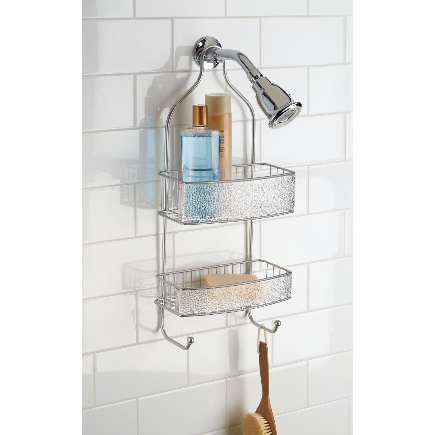 Banyo Duş Rafı Duş Hortumuna Takılabilir  Vantuzlu Damlalı Model 25X11X55Cm