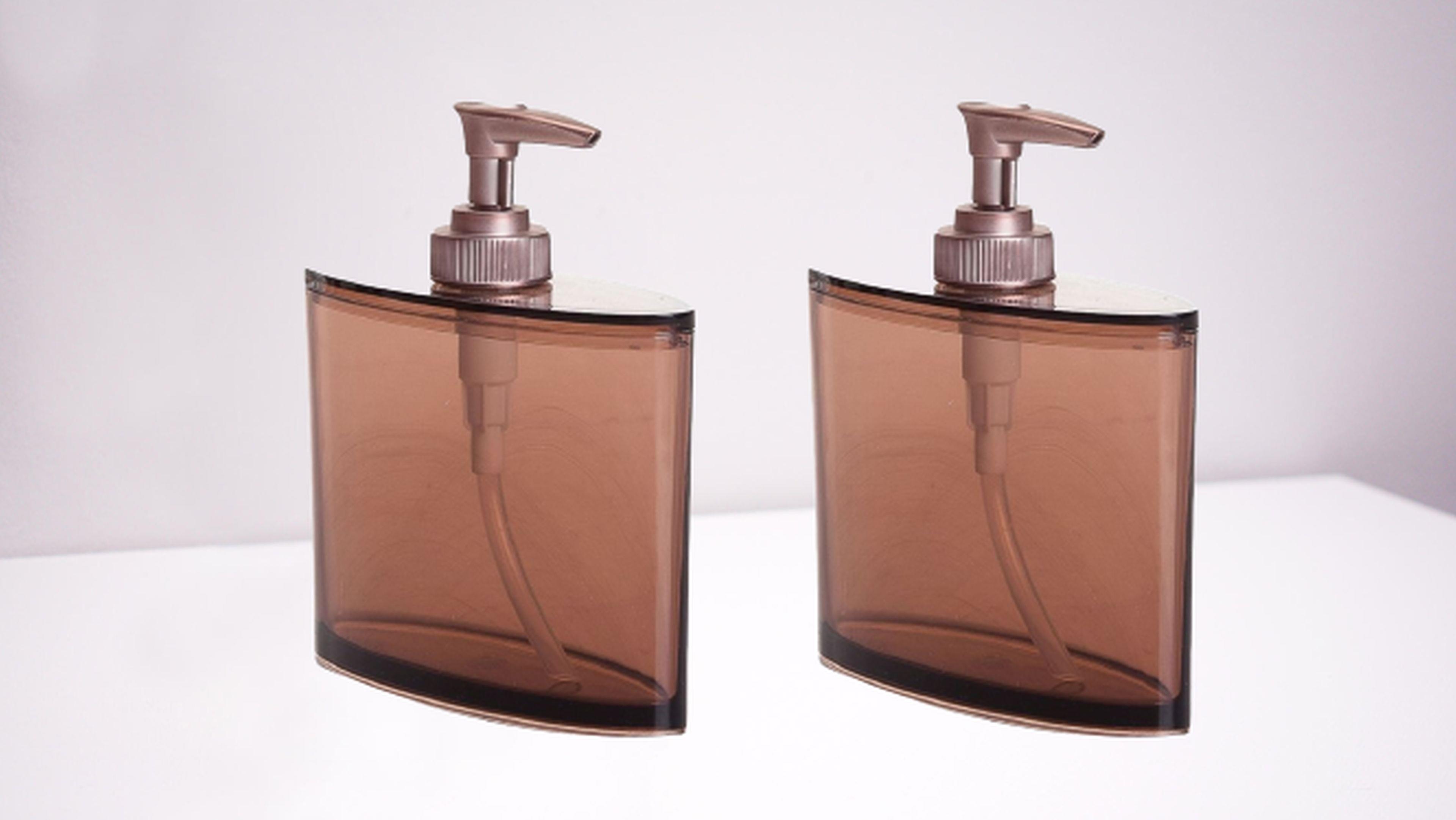 Banyo Seti Oval Sıvı Sabunluk 2 Adet Kahverengi Akrilik 13X5X16Cm 350Ml