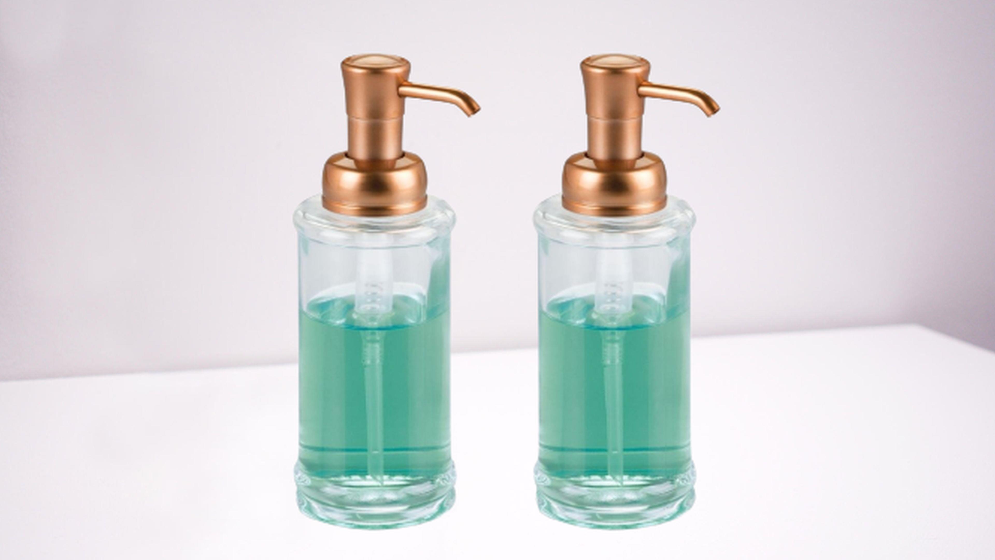 Banyo Seti Sıvı Sabunluk 2 Adet Cam Altın Pirinc Pompalı 7X7X20Cm 325Ml