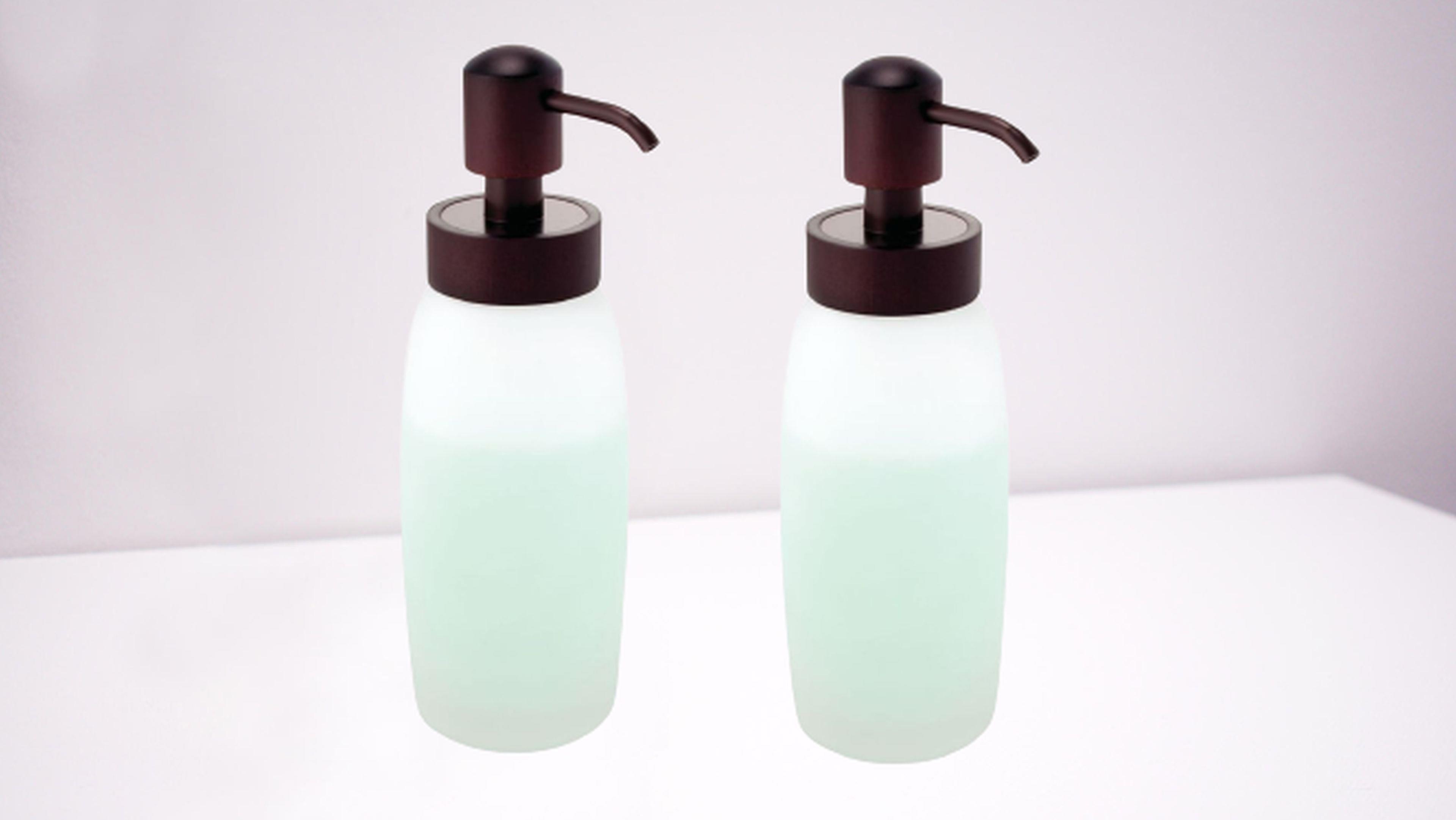 Banyo Seti Sıvı Sabunluk 2 Adet Cam Buz Desenli 6x6x20cm 300ml