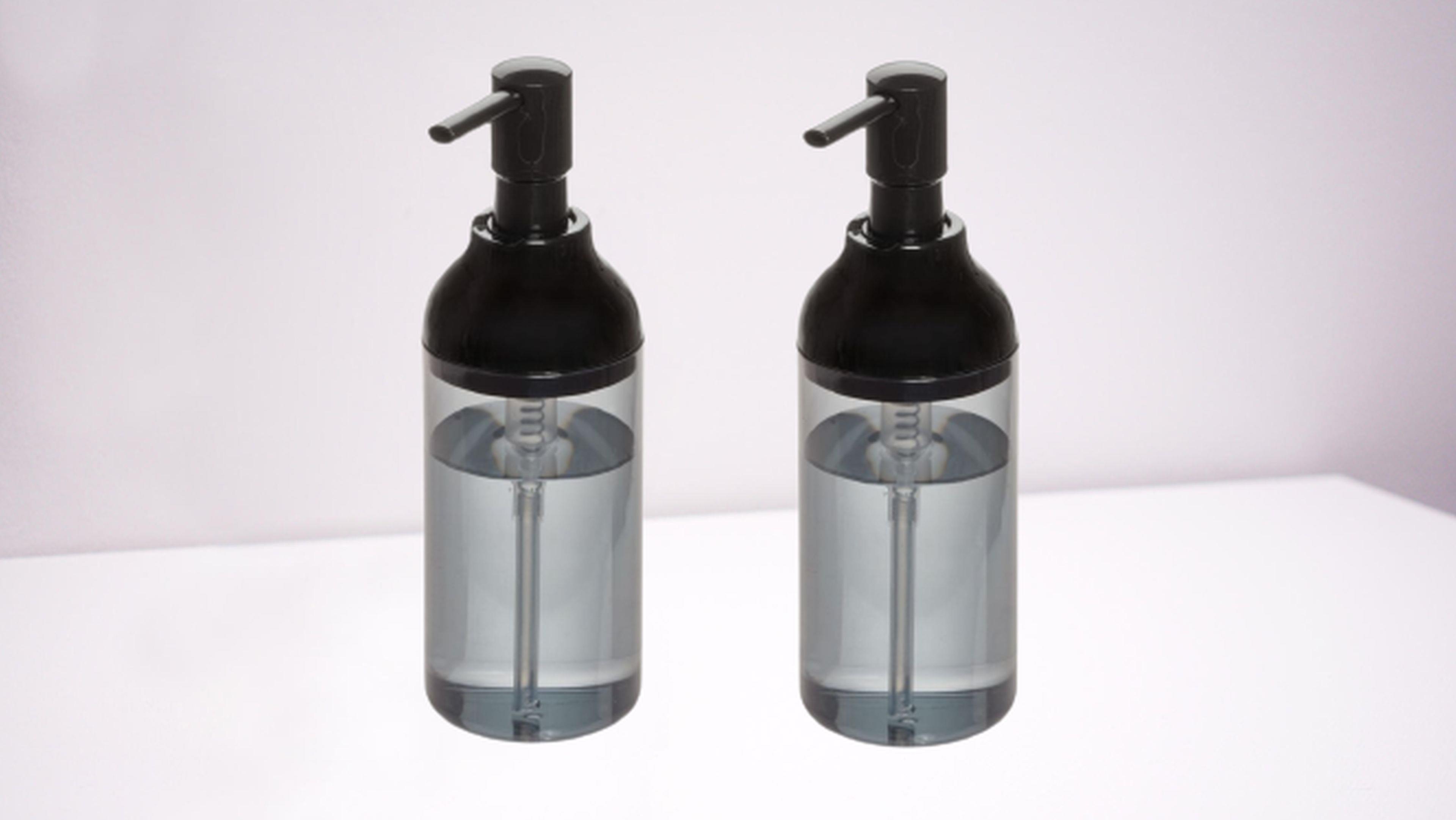 Banyo Seti Sıvı Sabunluk 2 Adet Füme Siyah Renkli Akrilik 8x8x16cm 360ml