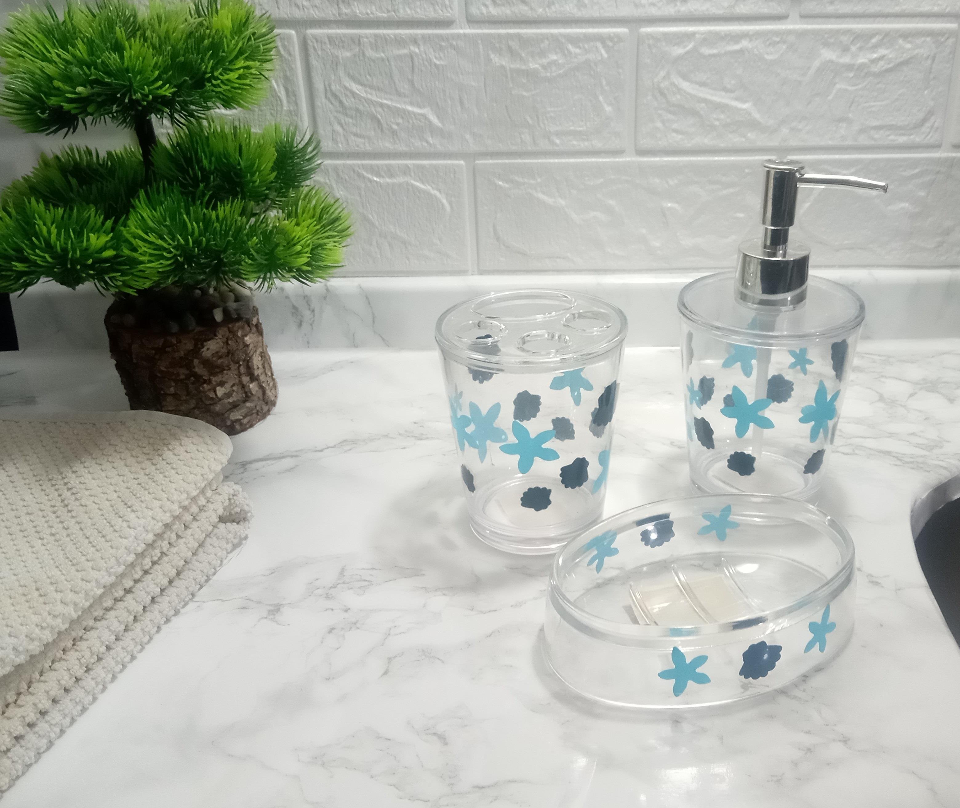 Benekli Desen 3 Lü Banyo Seti Akrilik