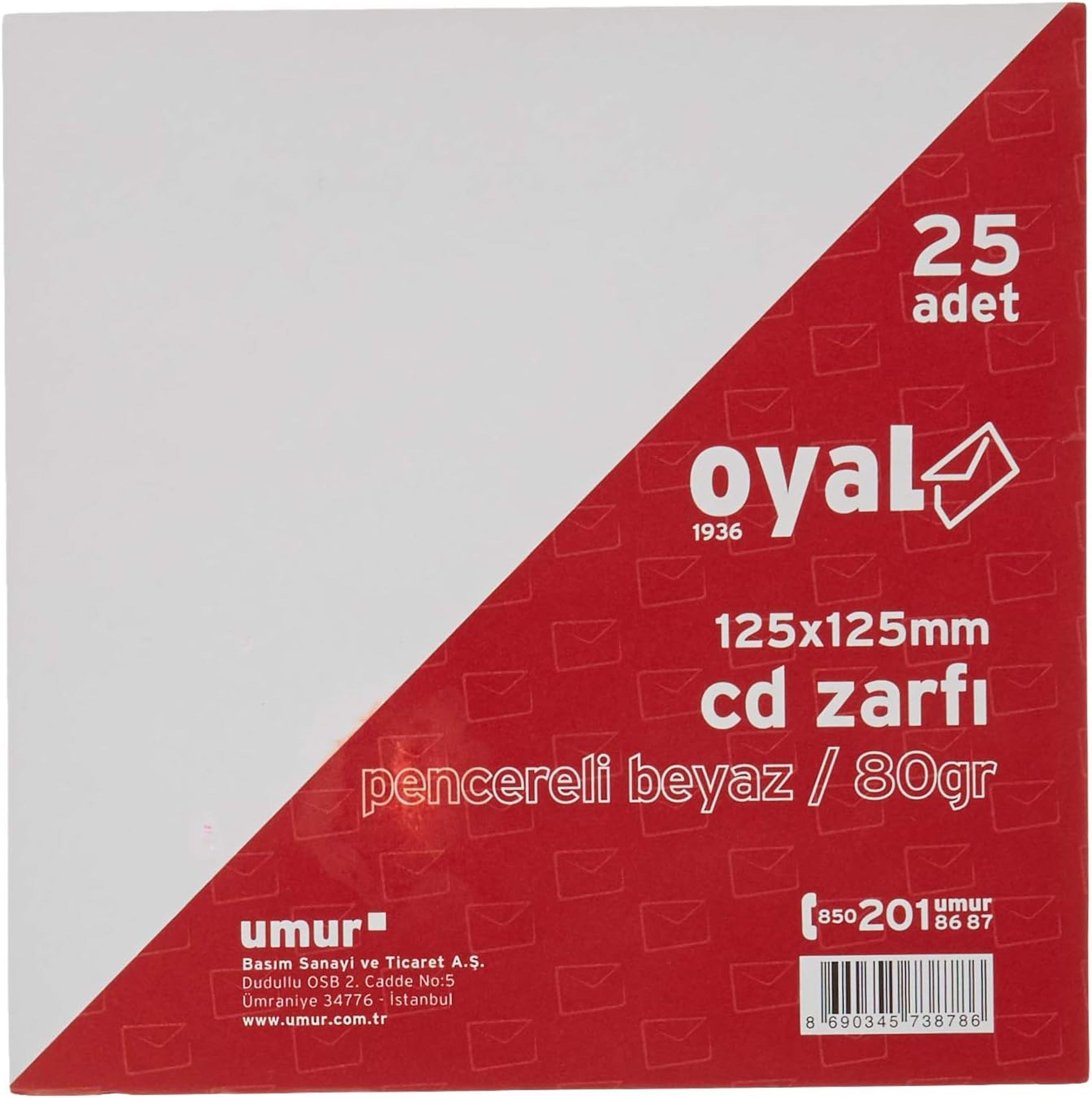 Beyaz Cd Zarfı 25 Adet 12,5X12,5Cm
