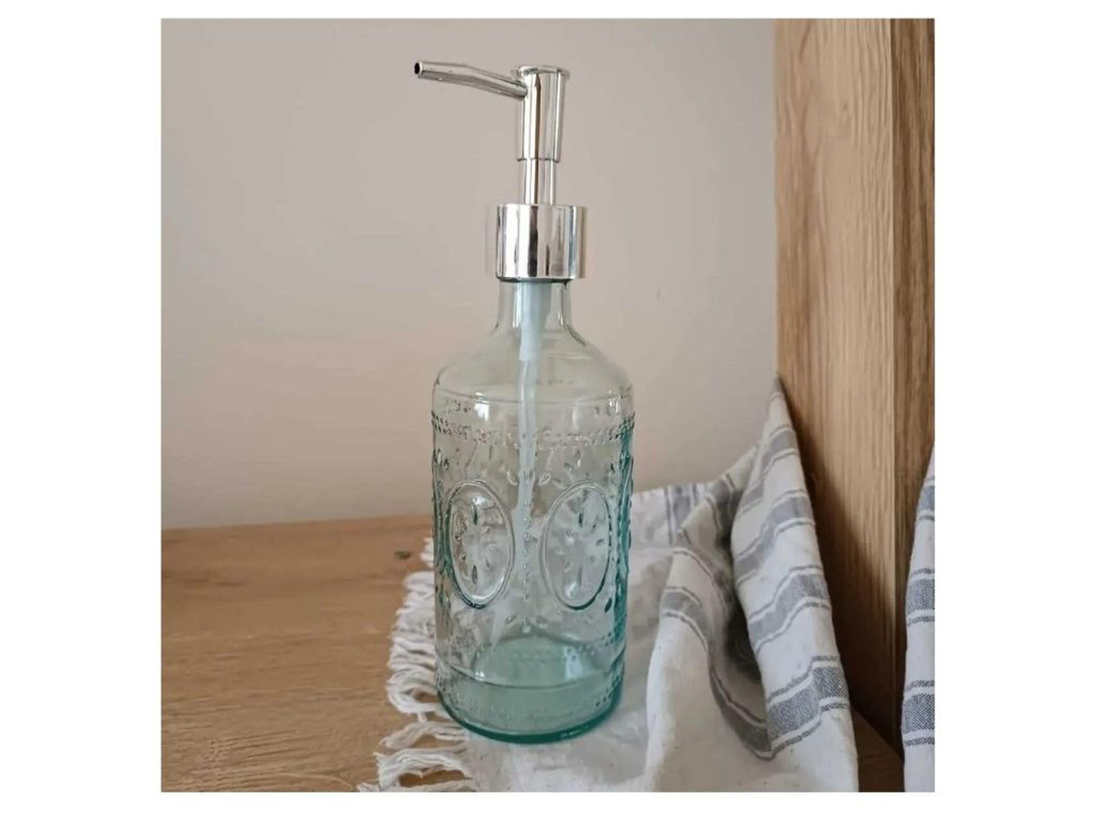 Cam Sıvı Sabunluk Mavi 7X7X21Cm 350Ml