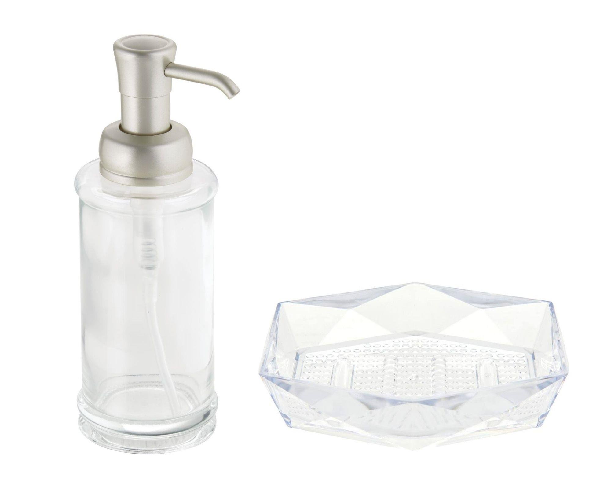 Cam Sıvı Sabunluk Ve Sabunluk 2 Li Banyo Seti