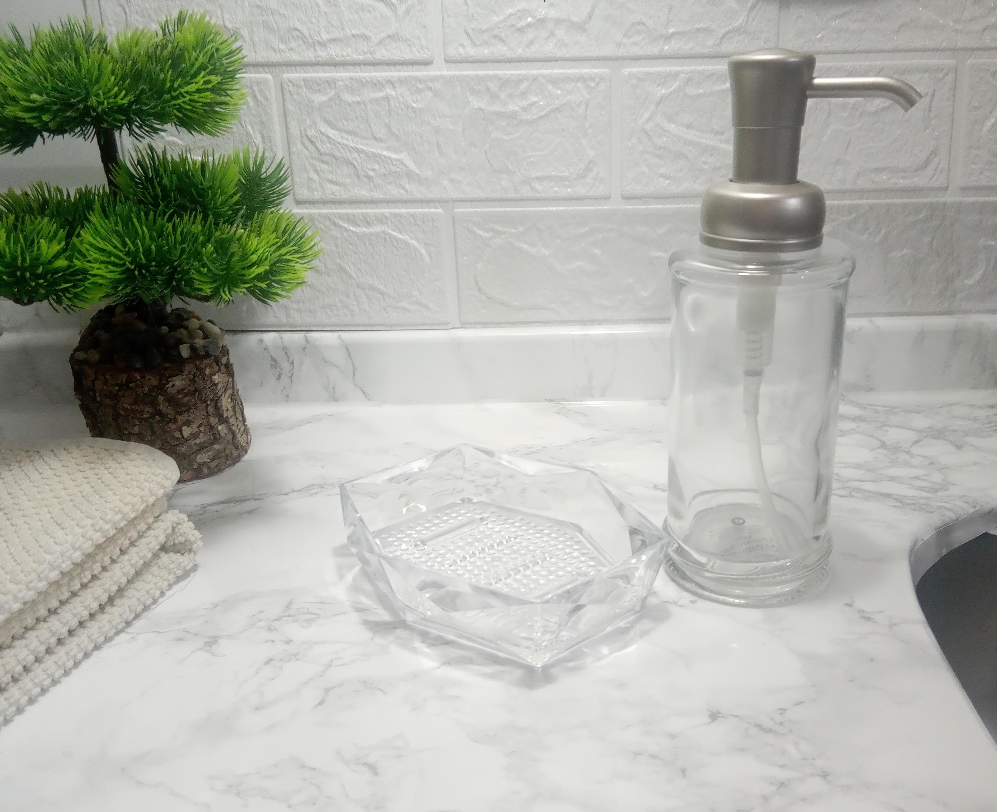 Cam Sıvı Sabunluk Ve Sabunluk 2 Li Banyo Seti