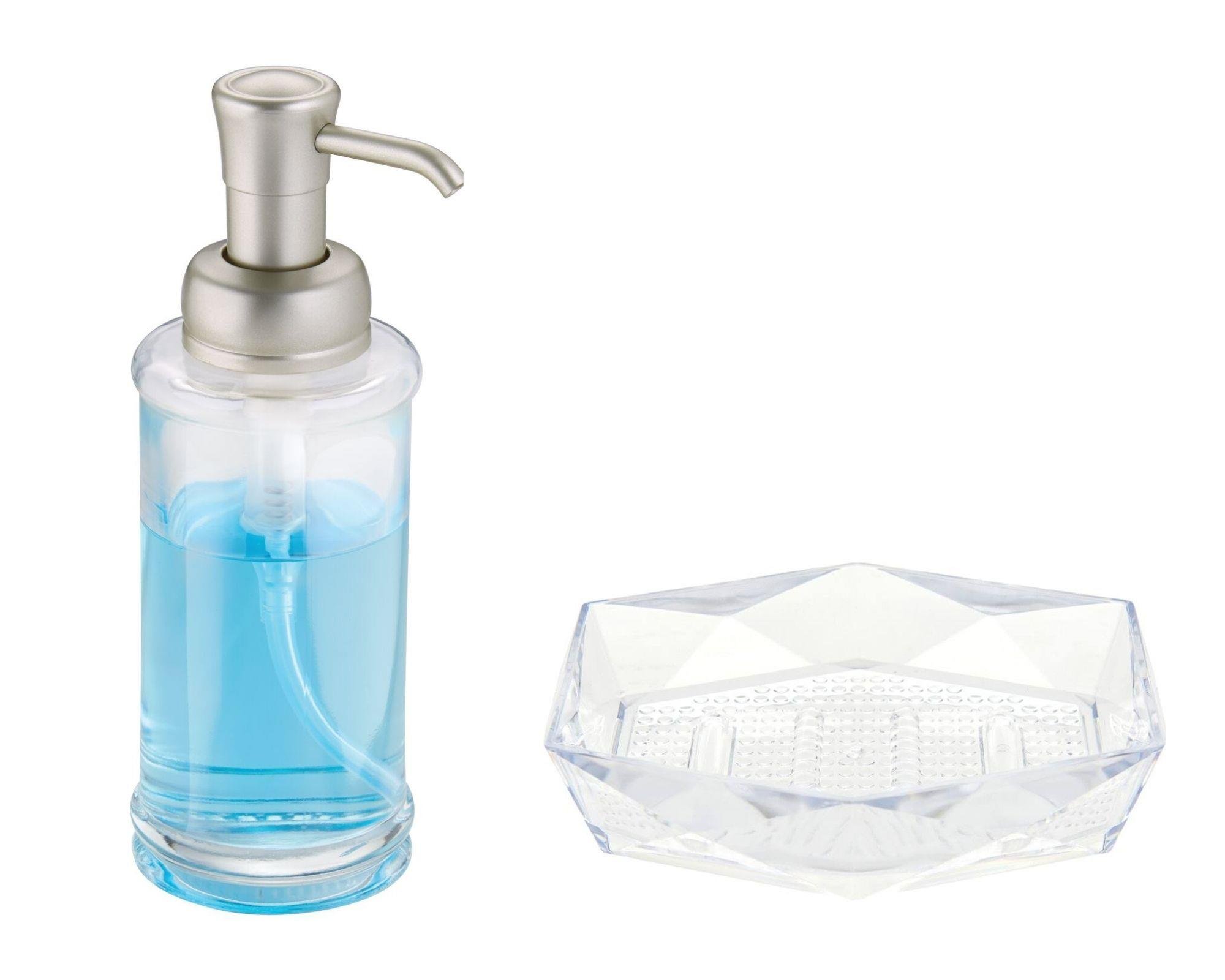 Cam Sıvı Sabunluk Ve Sabunluk 2 Li Banyo Seti