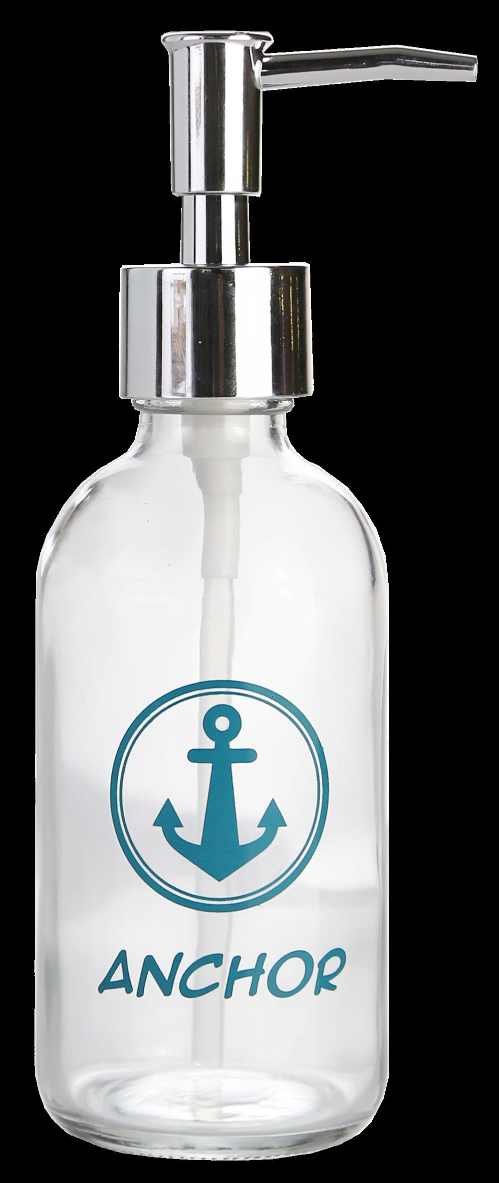 Cam Sıvı Sabunluk,Çapa Yazılı 6x6x10cm 250ml