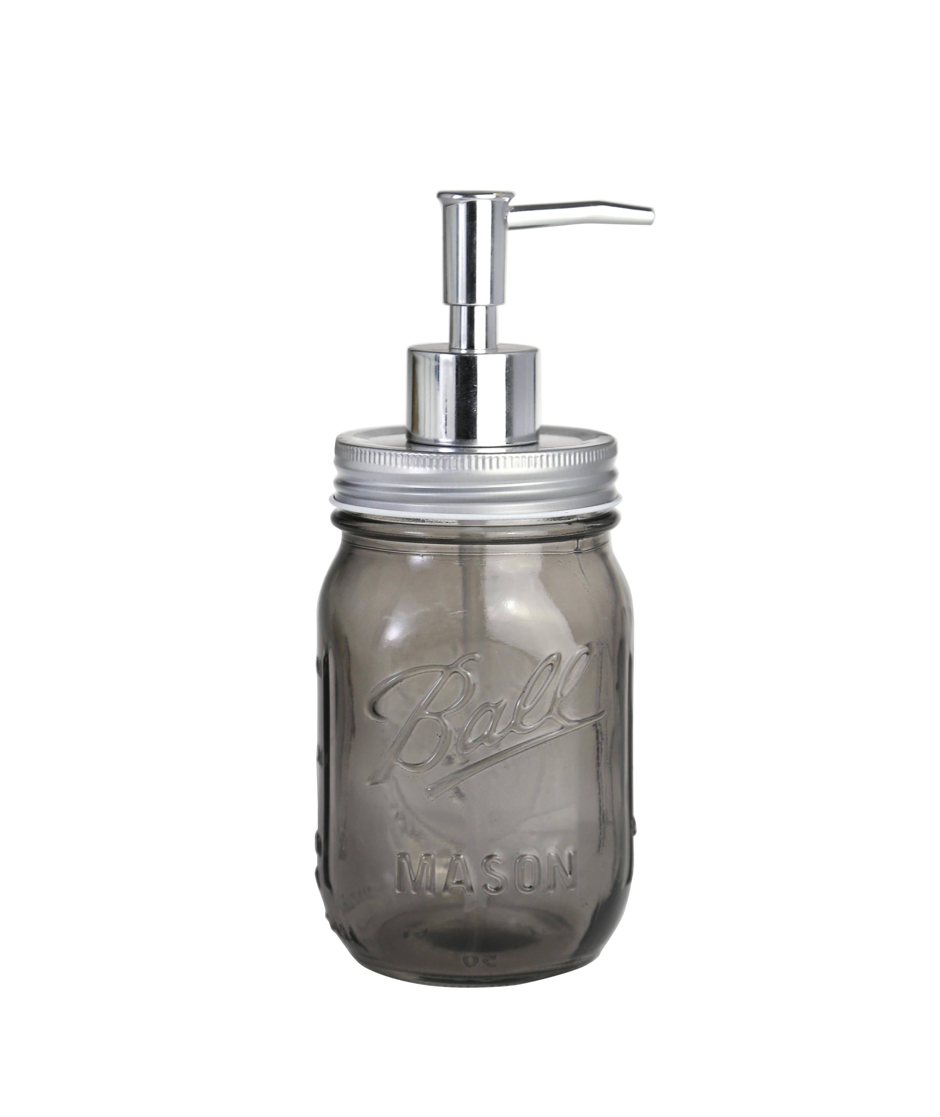 Cam Sıvı Sabunluk,Çiçek Desenli Gri 8X8X10Cm 420Ml