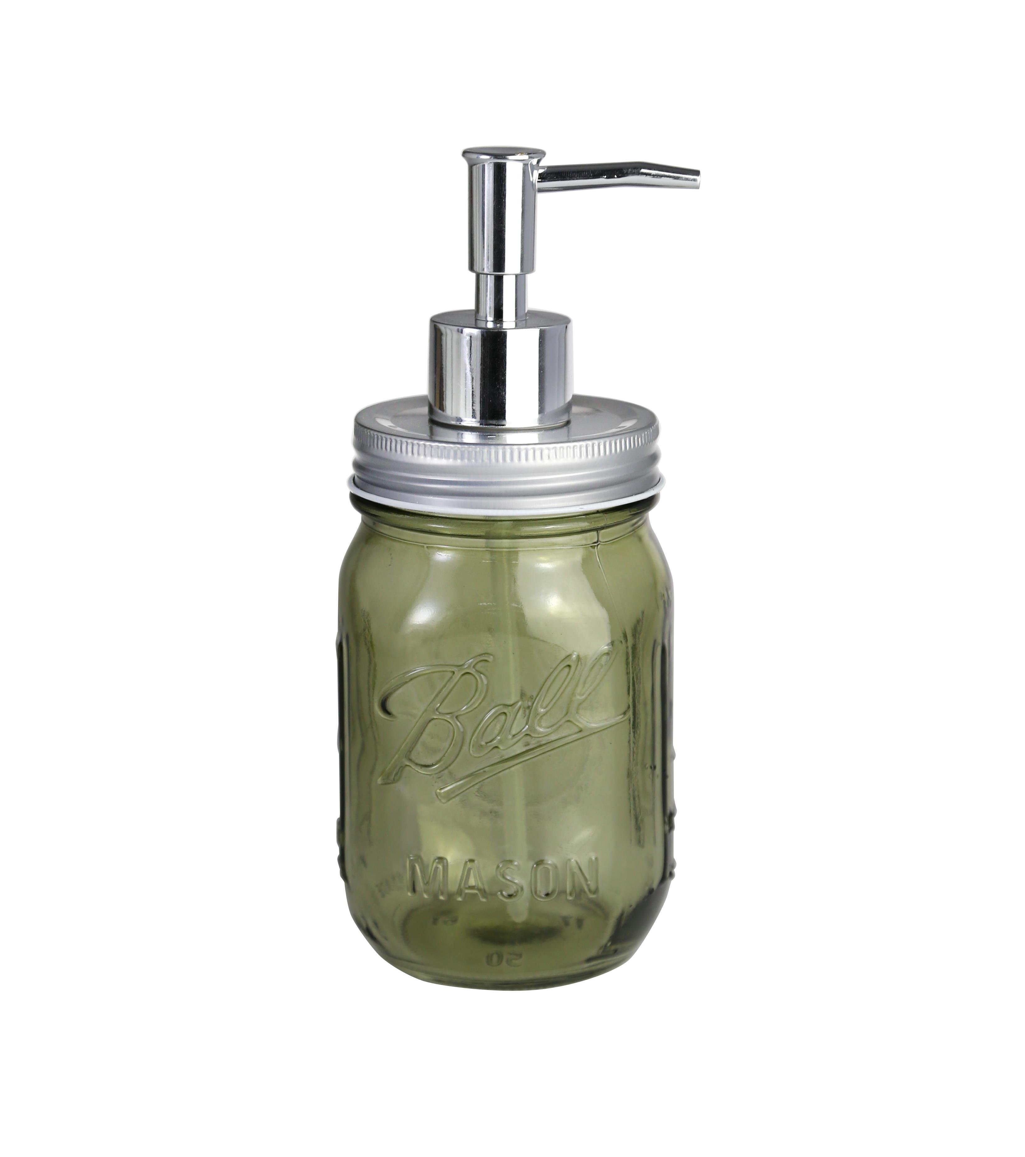 Cam Sıvı Sabunluk,Çiçek Desenli Koyu Yeşil 8X8X10Cm 420Ml