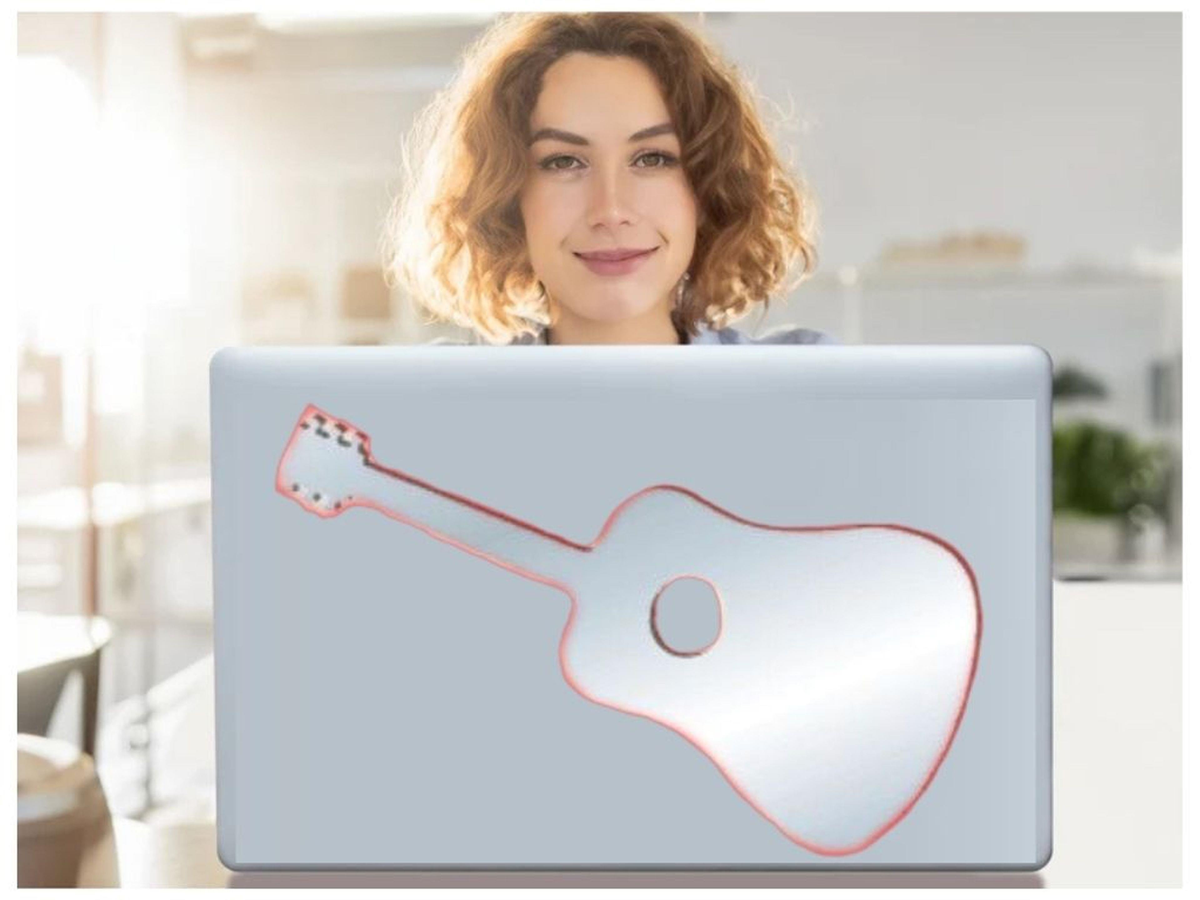 Defter Sticker,Laptop Sticker  Aynalı  Gitar Şekilli 34X15X0,6Cm