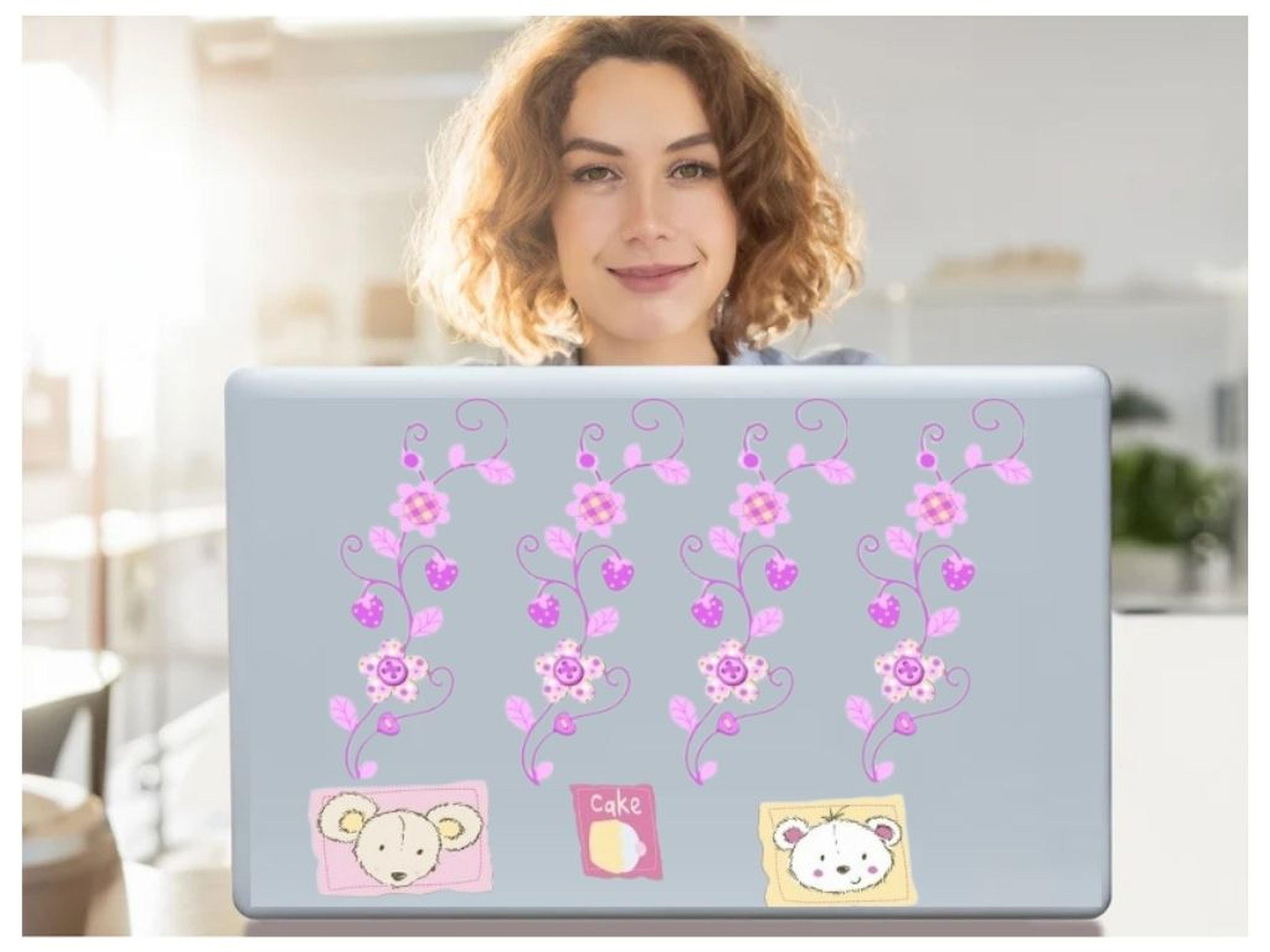 Defter Sticker,Laptop Sticker Çiçekli Ağaç Desenli Pvc 70X50X0,5Cm