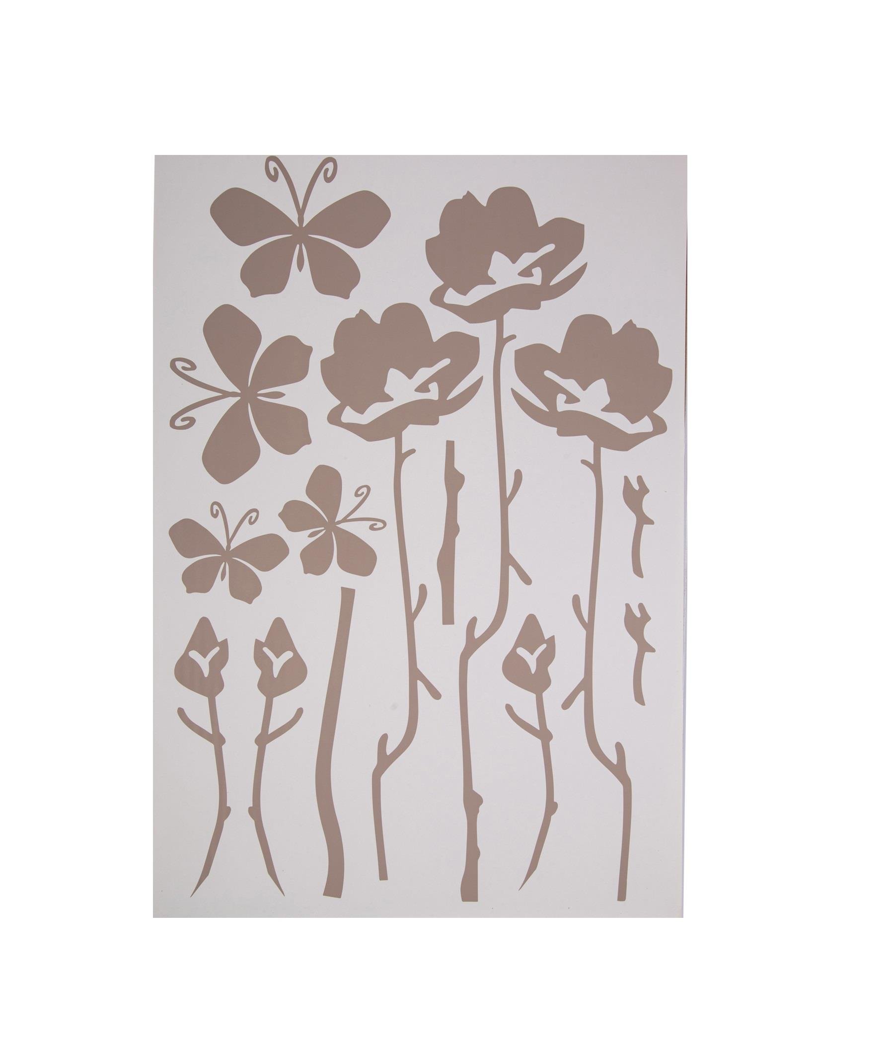 Defter Sticker,Laptop Sticker Gri Çiçekli  Pvc 48X33X0,5Cm