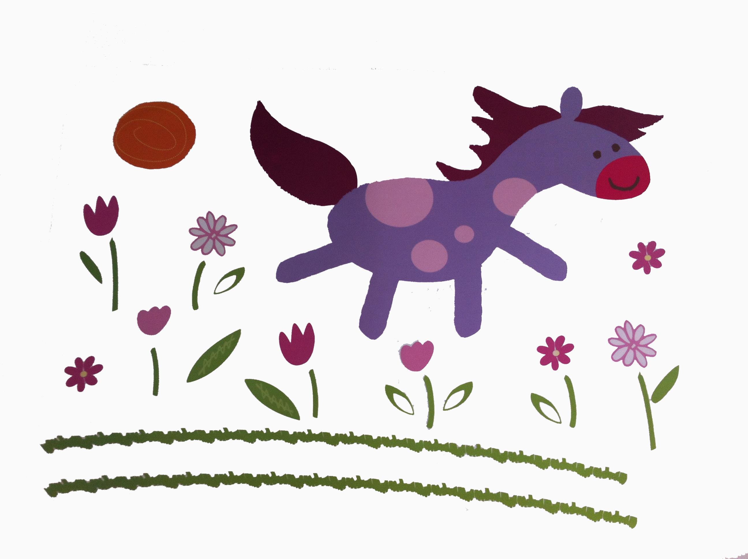 Defter Sticker,Laptop Sticker Küçük At Desenli Pvc 70X50X0,5Cm