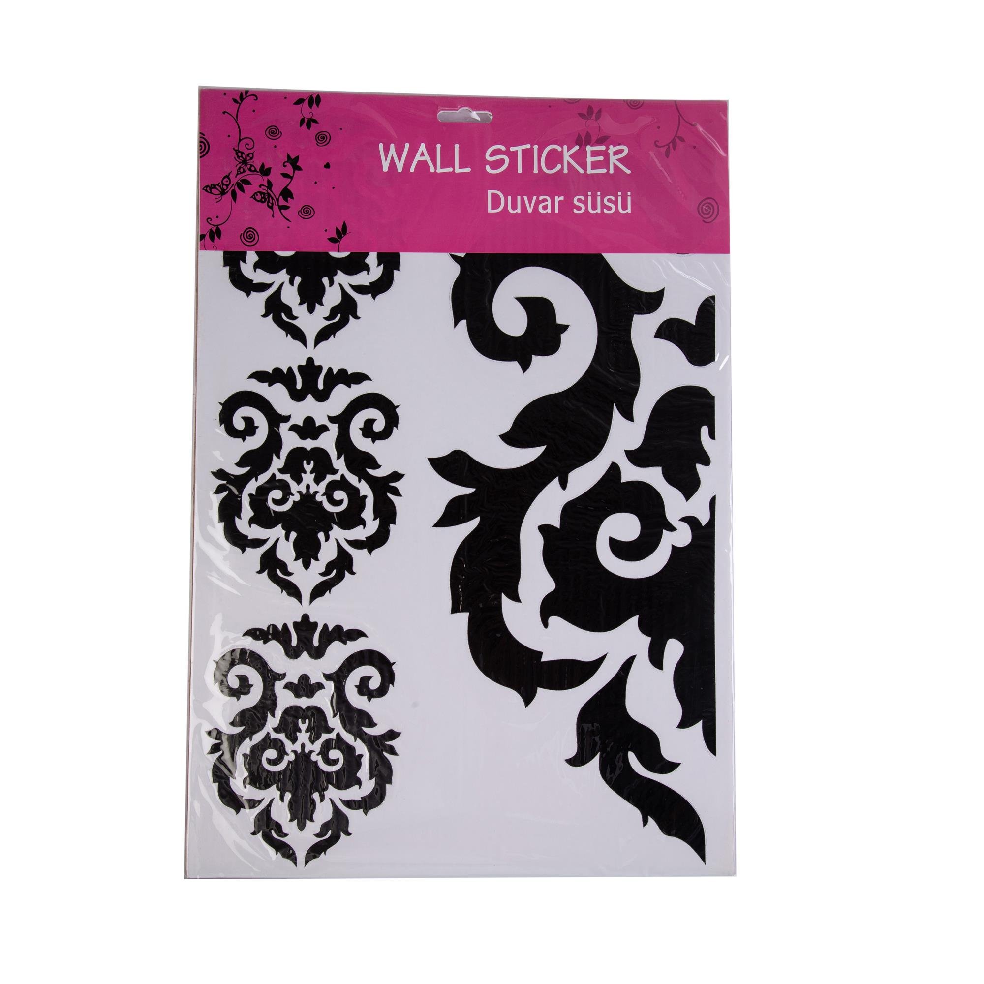 Defter Sticker,Laptop Sticker  Siyah Çiçekli Pvc 48X33X0,5Cm