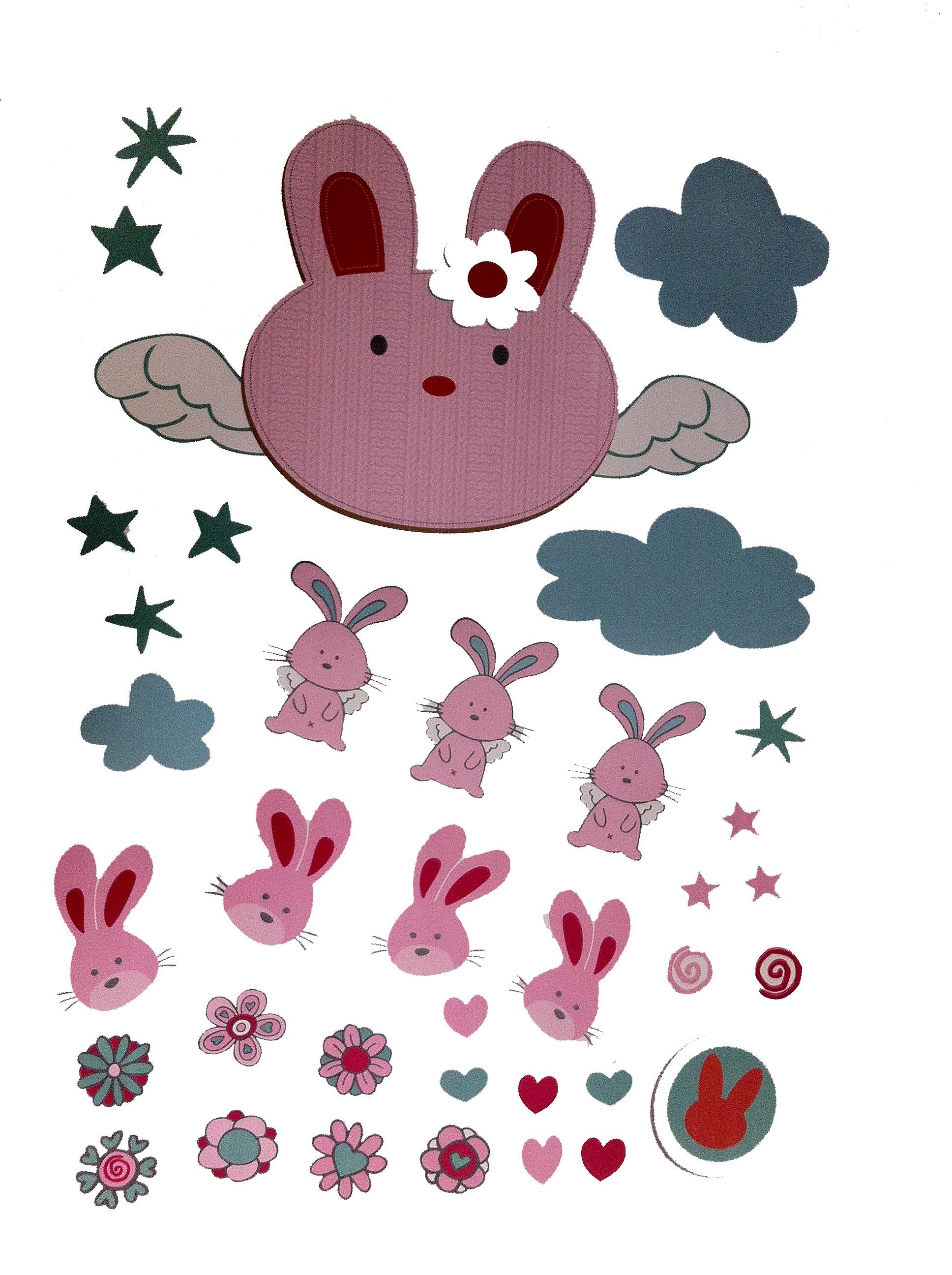 Defter Sticker,Laptop Sticker Tavşan Desenli Pvc 70X50X0,5Cm