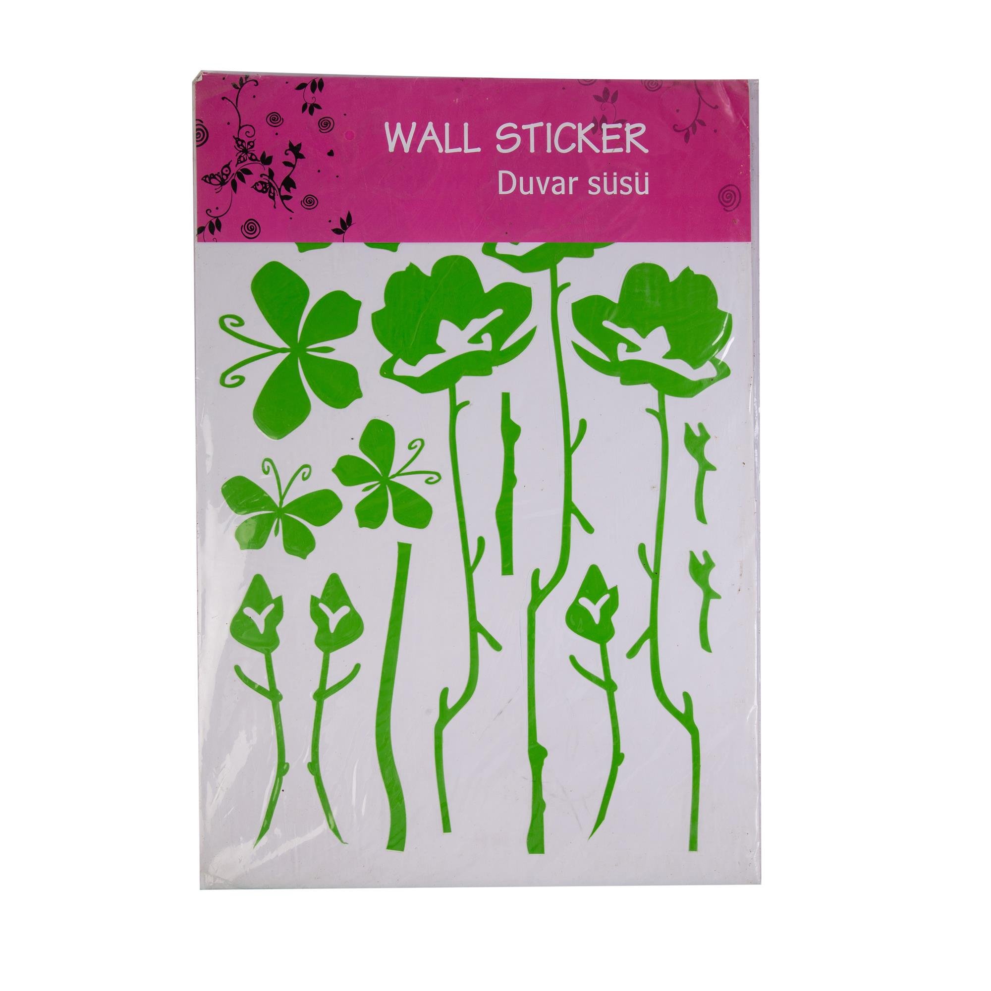 Defter Sticker,Laptop Sticker Yeşil Çiçekli  Pvc 48X33X0,5Cm
