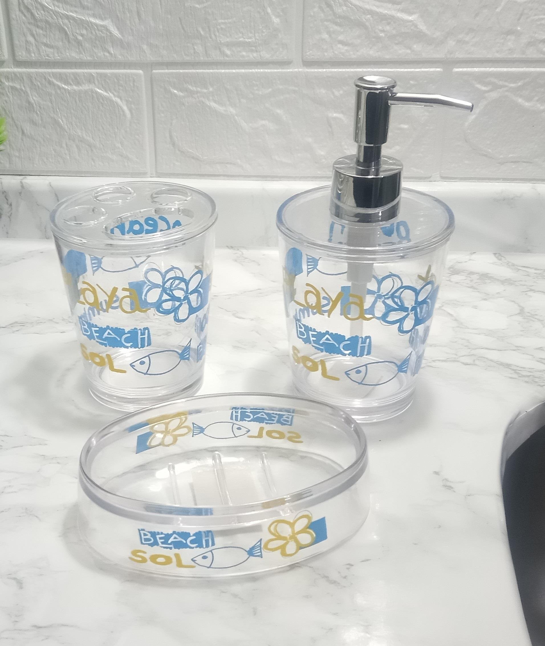 Deniz Desen 3 Lü Banyo Seti Akrilik