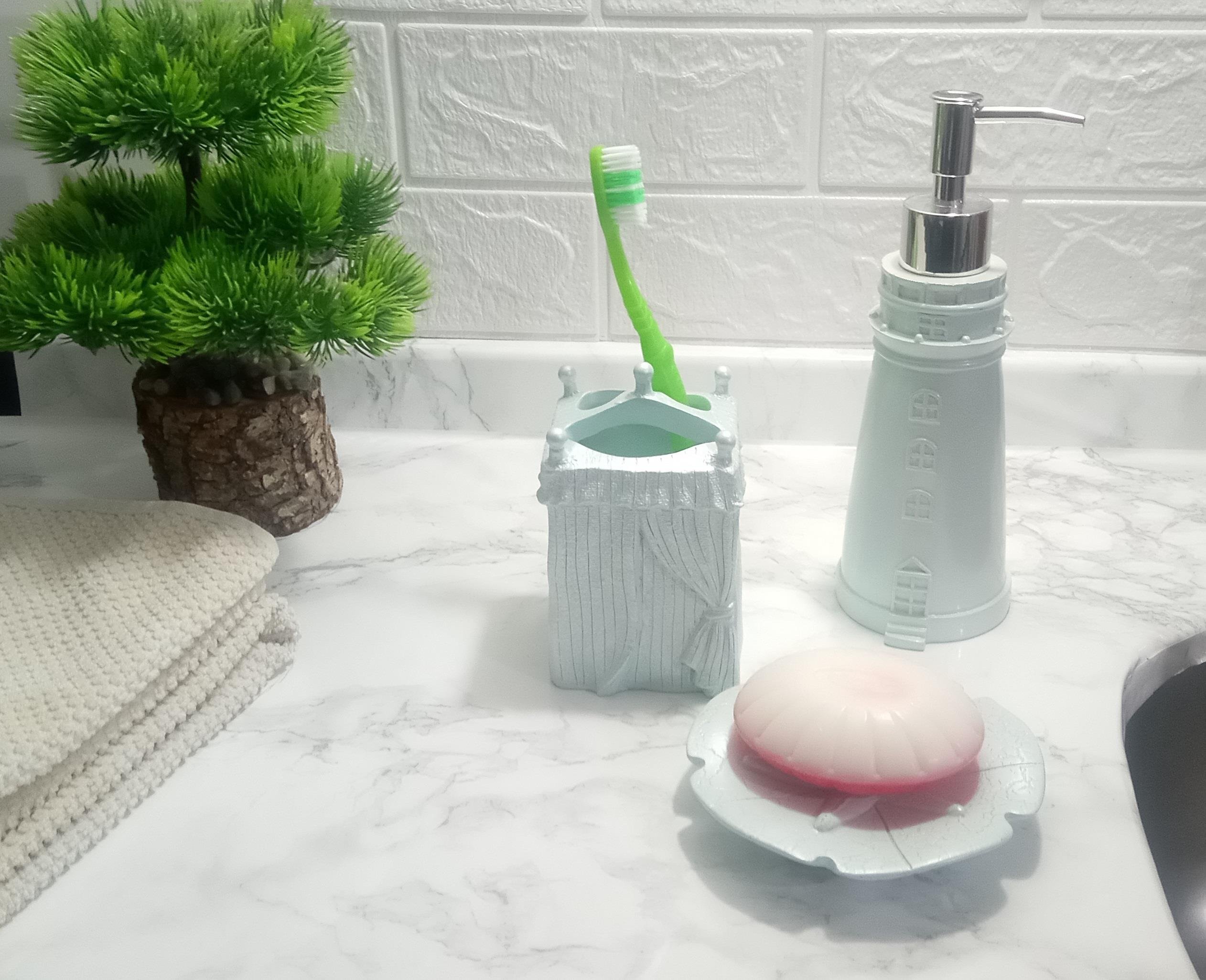 Deniz Feneri Mavi Model 3 Lü Banyo Seti