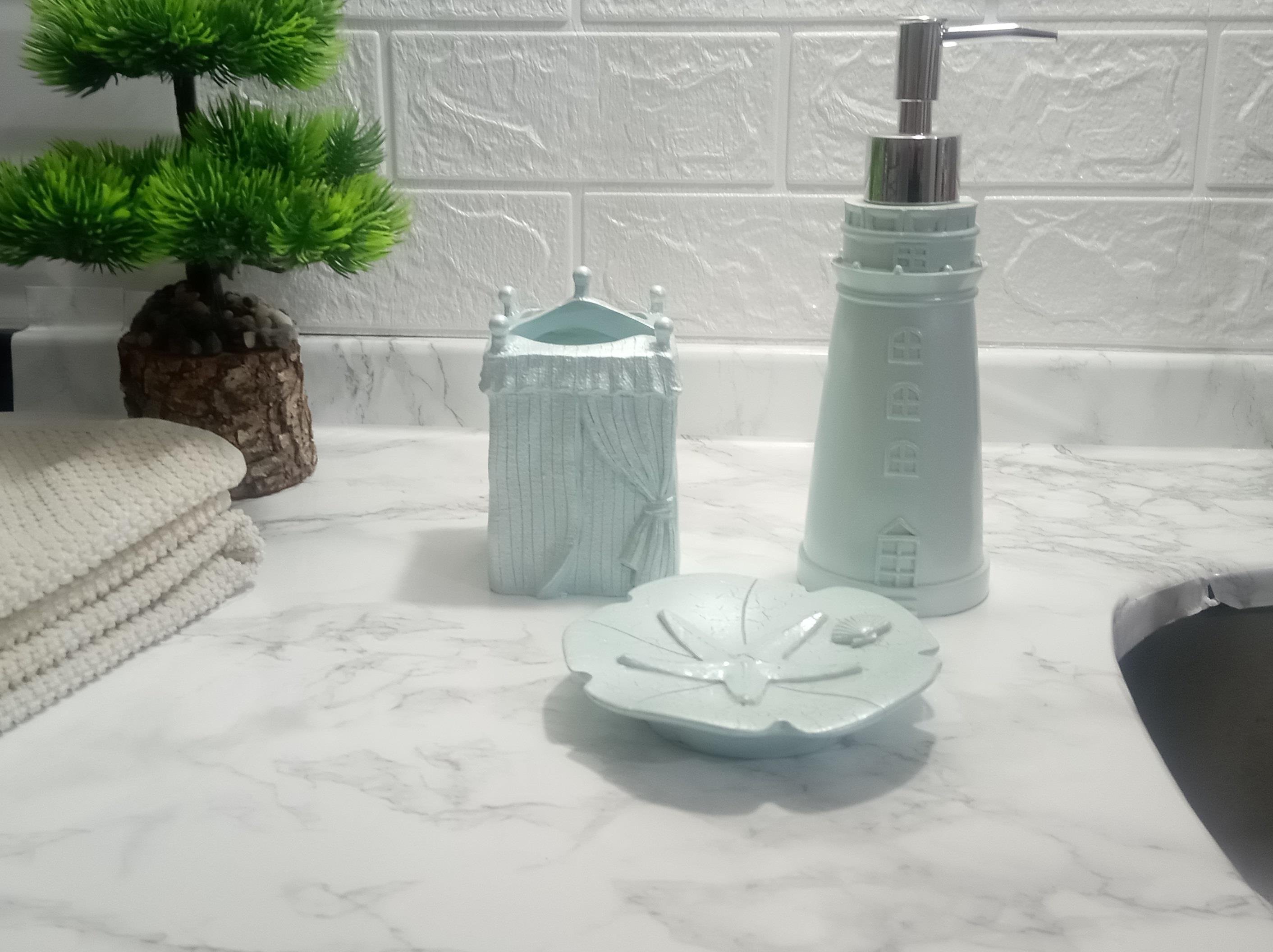 Deniz Feneri Mavi Model 3 Lü Banyo Seti