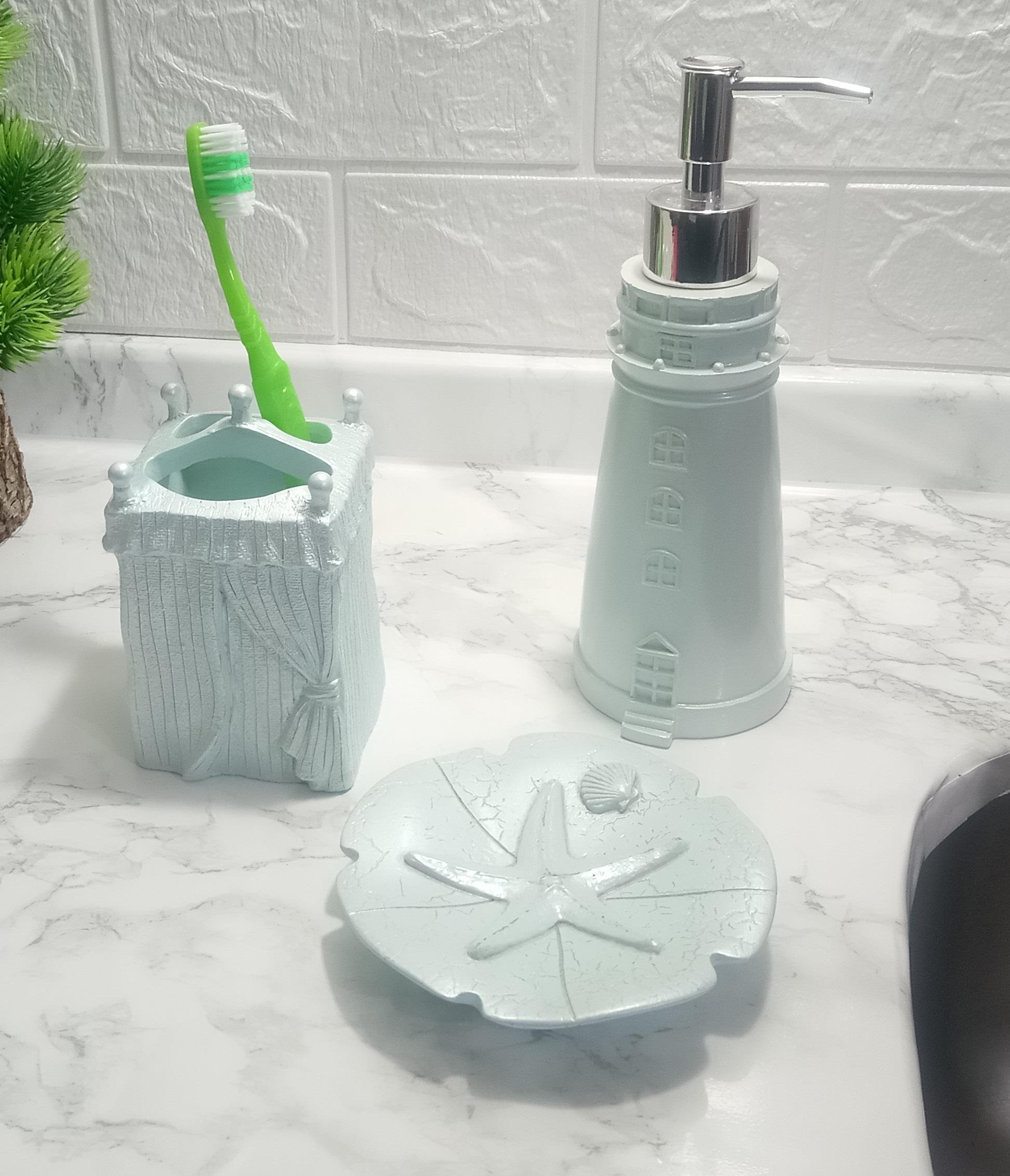 Deniz Feneri Mavi Model 3 Lü Banyo Seti