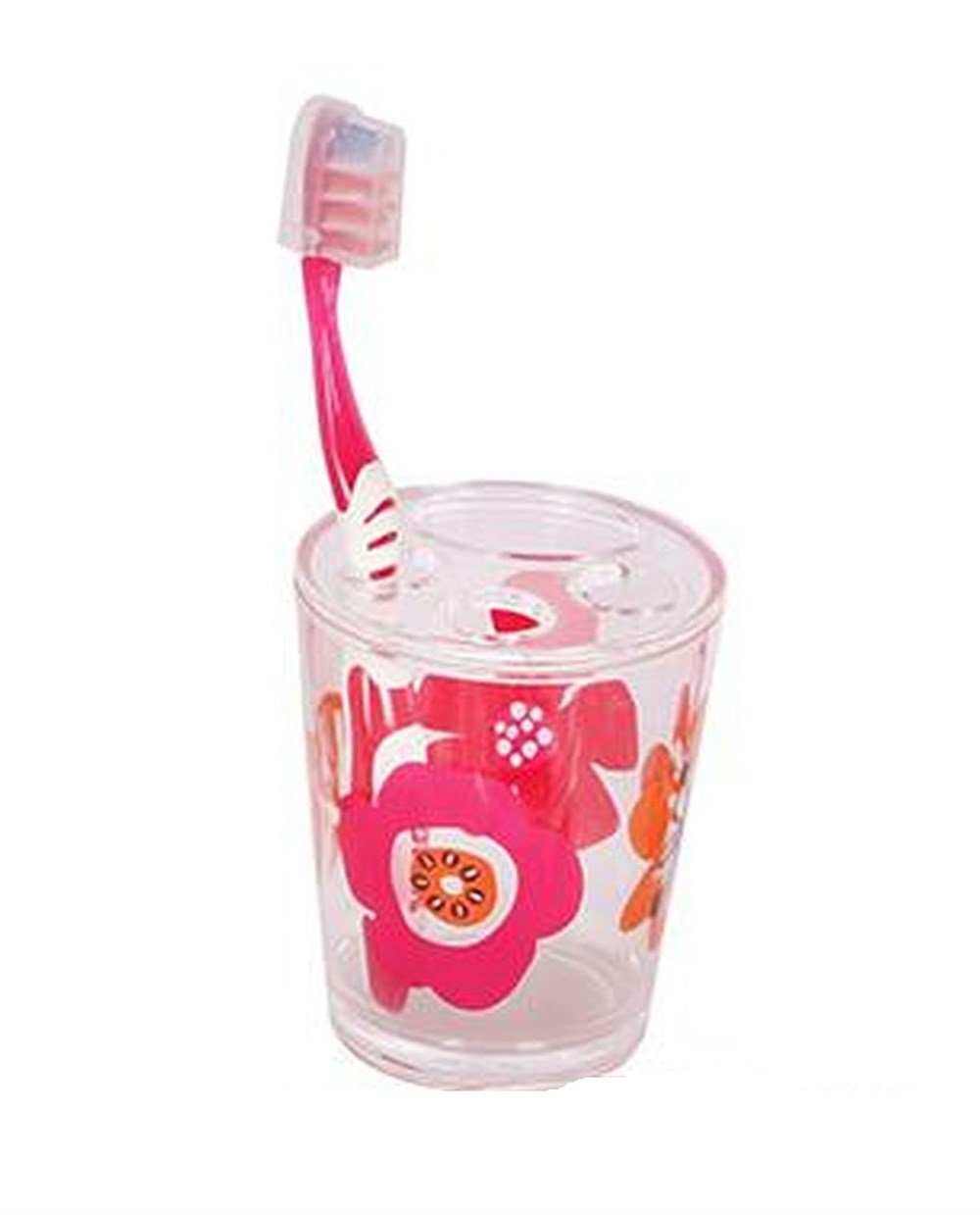 Diş Fırçalık Kırmızı Papatya akrilik 8x8x9cm