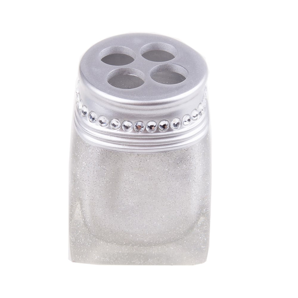 Diş Fırçalık kristal Taşlı Gümüş poliresin 7x7x10cm