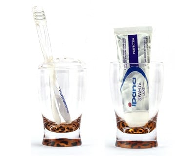 Diş fırçalık ve macun kabi 2 Li Banyo Seti,Leopar Akrilik l