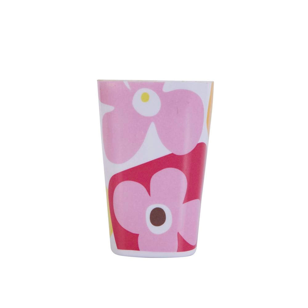 Diş Fırçalık ve macun kabi Kırmızı Papatya 7x7x11cm 300ml