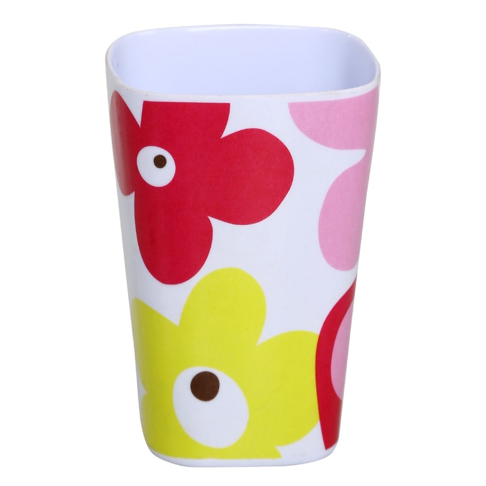 Diş Fırçalık ve macun kabi Kırmızı Papatya 7x7x11cm 300ml