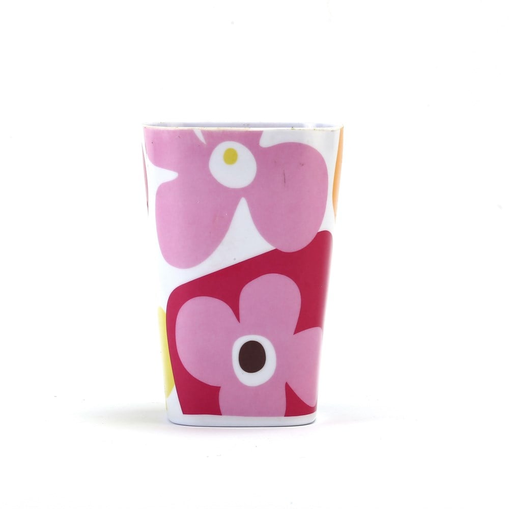 Diş Fırçalık ve macun kabi Kırmızı Papatya 7x7x11cm 300ml