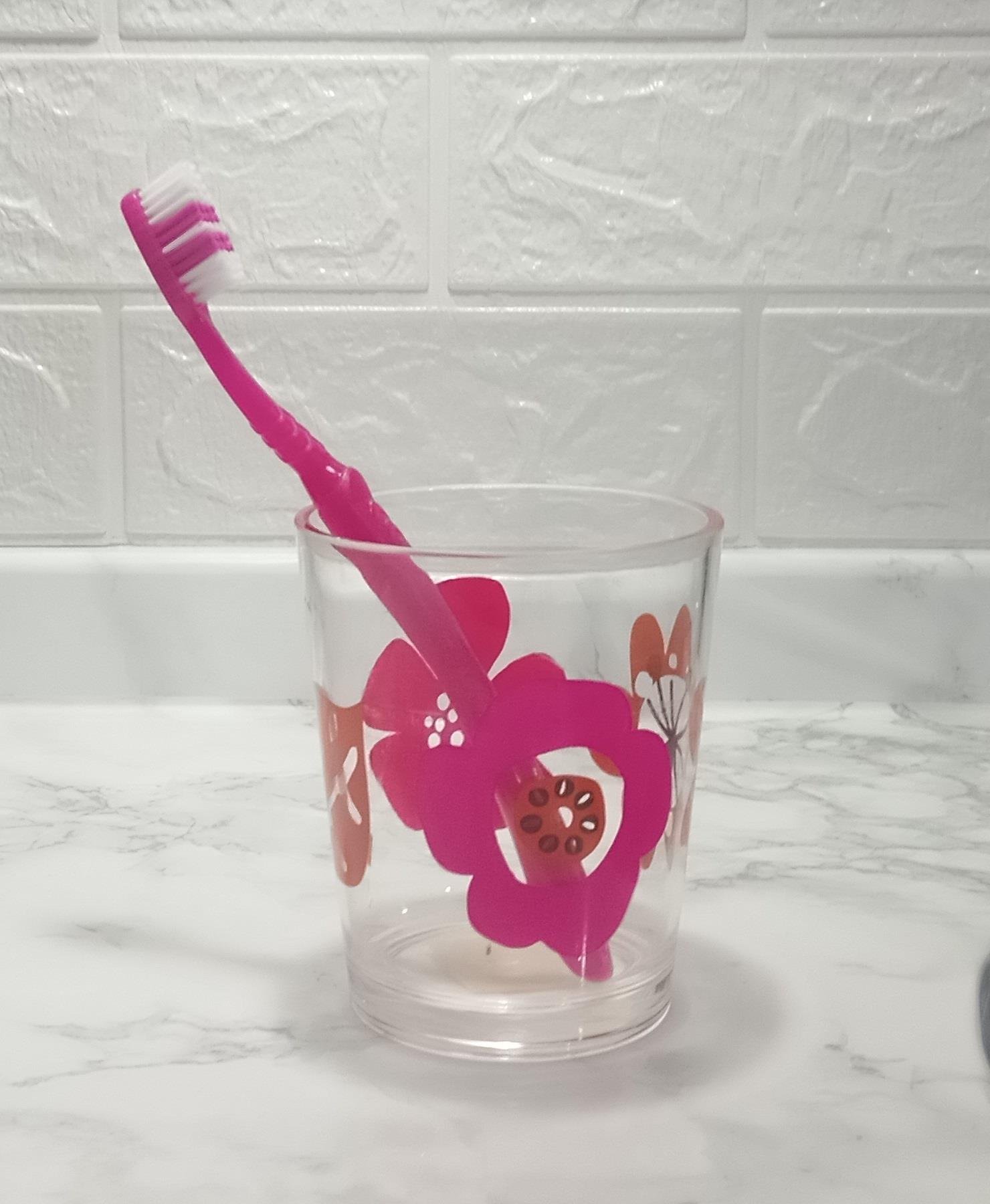 Diş Fırçalık Ve Macun Kabı Kırmızı Papatya 8x8x9cm 350ml