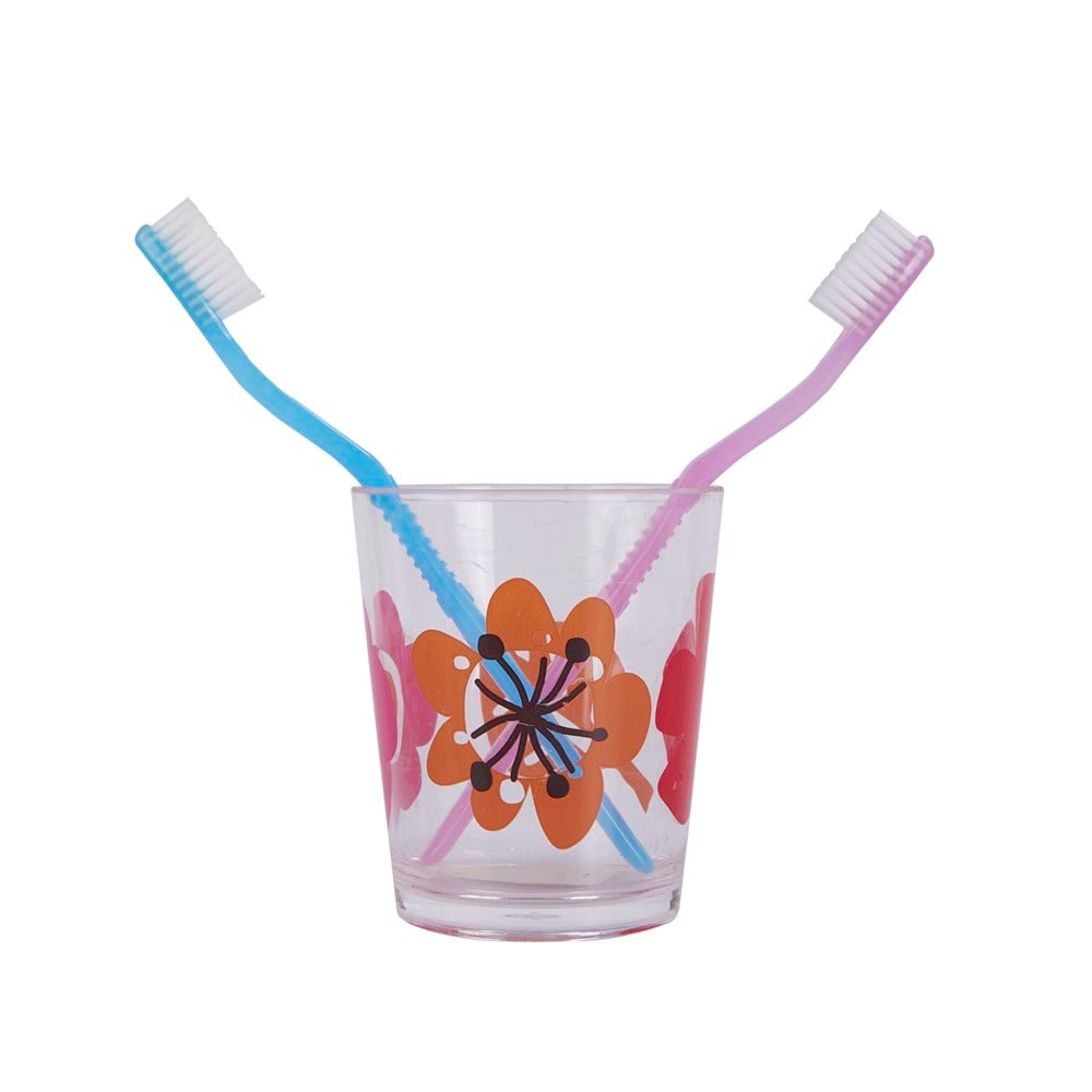 Diş Fırçalık ve macun kabı Kırmızı Papatya 8x8x9cm 350ml