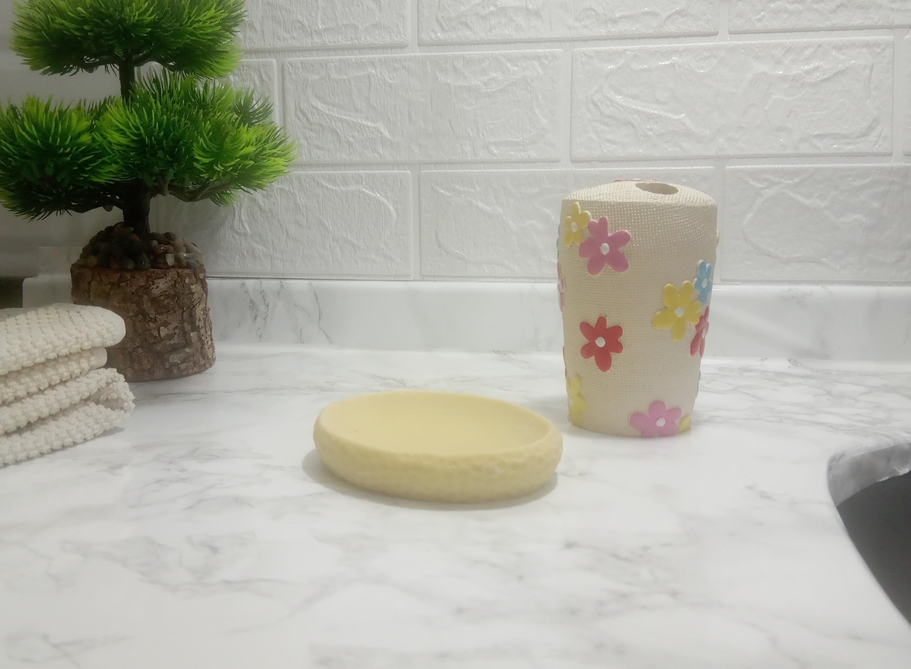 Diş Fırçalık Ve Sabunluk 2 Li Set,Renkli Çiçek