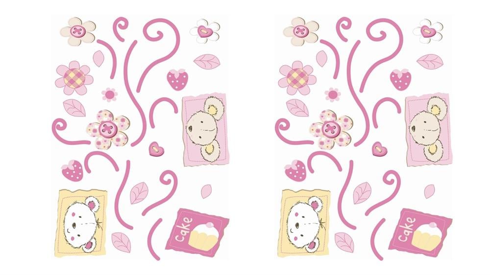 Duvar Süsü (Sticker) 2 Adet Çiçekli Ağaç Desenli Pvc 70x50x0,5cm