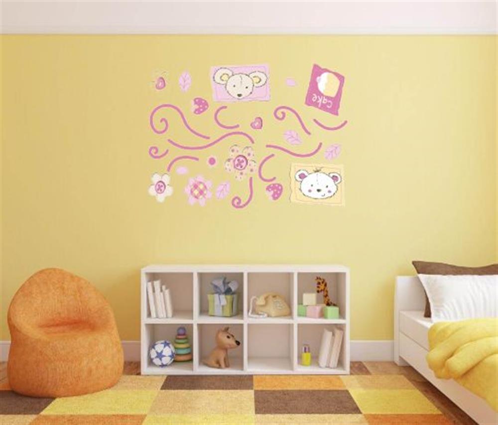 Duvar Süsü (Sticker) 2 Adet Çiçekli Ağaç Desenli Pvc 70x50x0,5cm