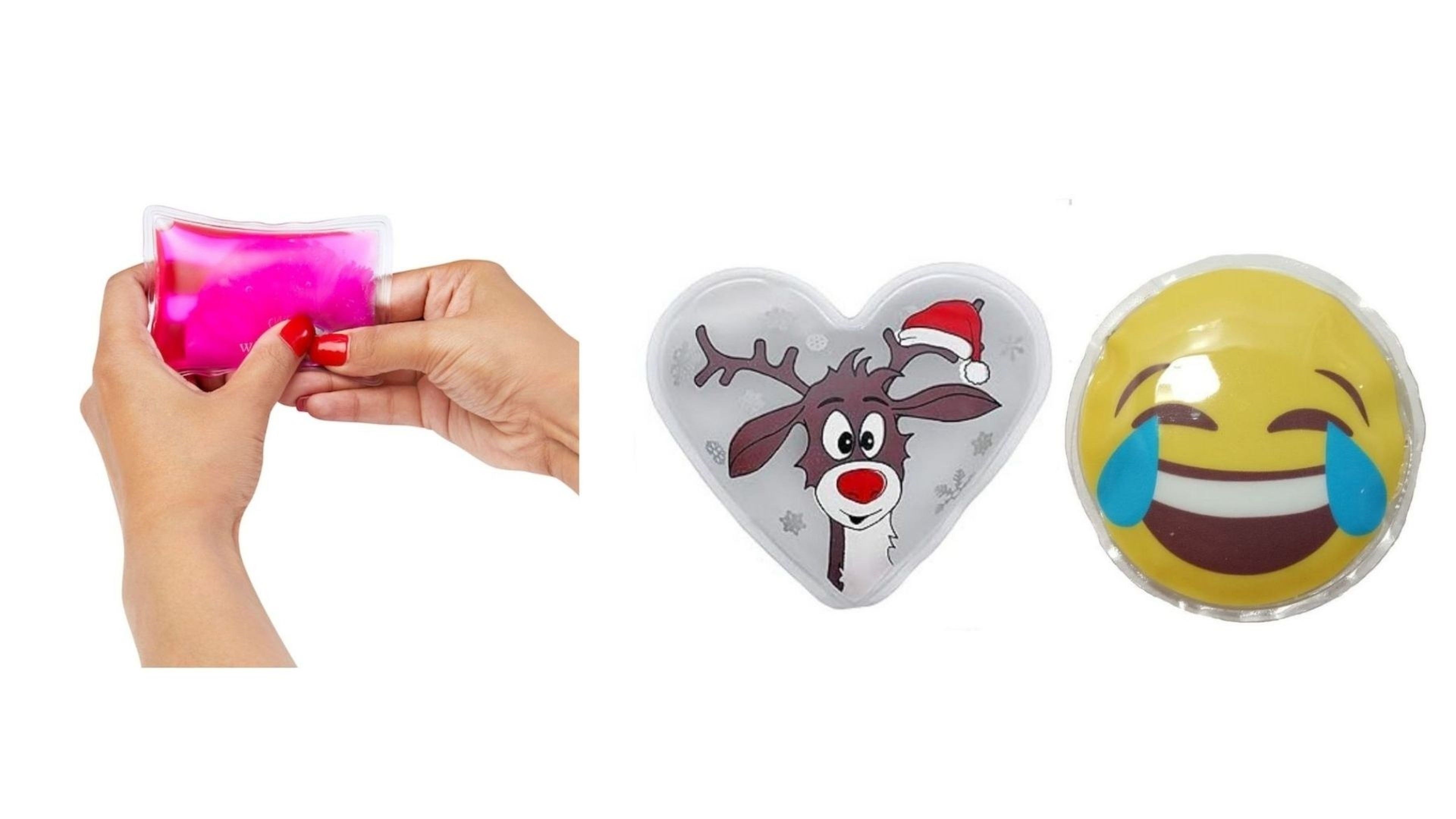 Gülen Emoji Beyaz Geyik Cep Sobası,El Isıtıcı,2 Adet Sıcak Su Torbası Pvc  9Cm
