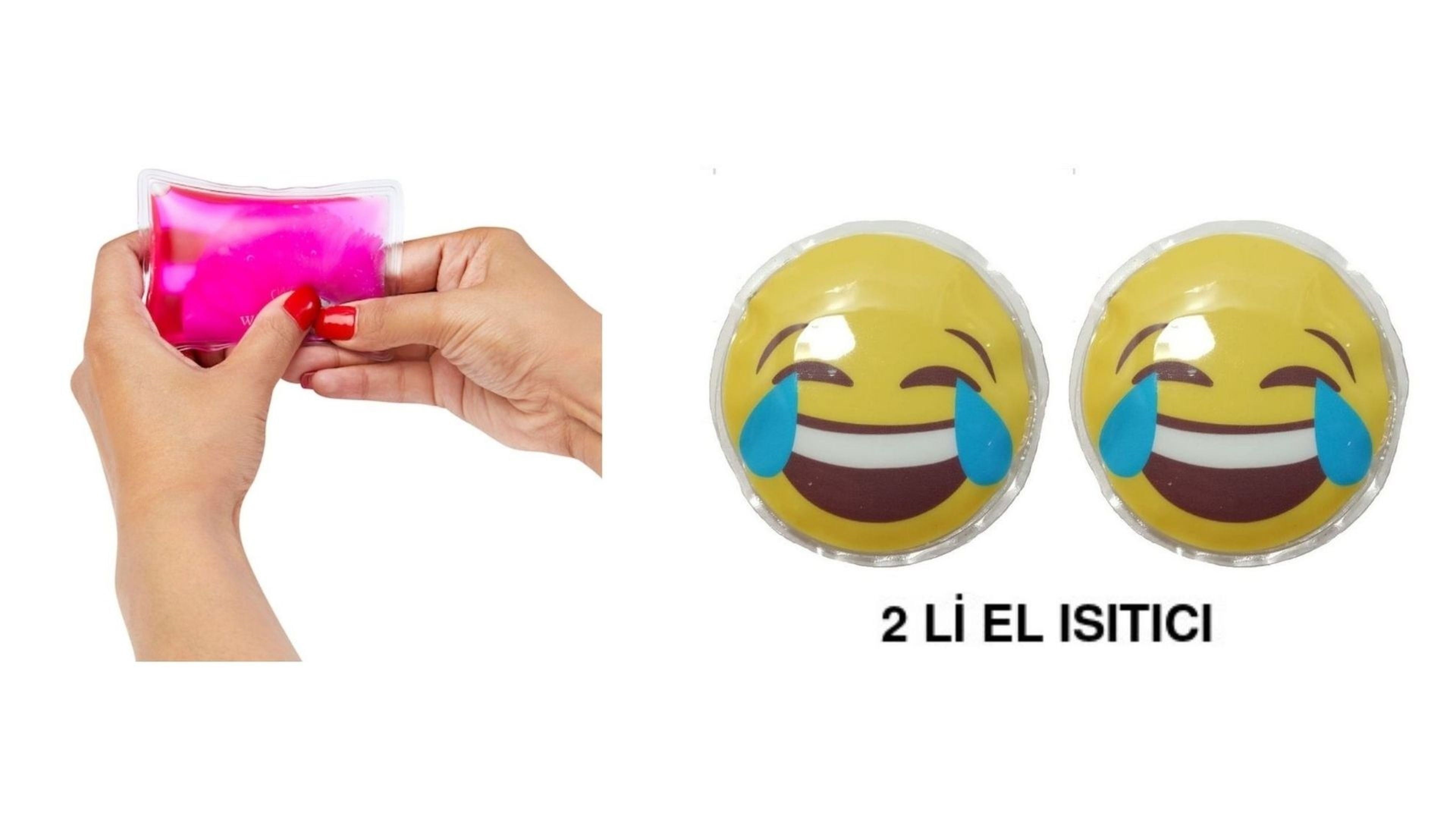 Gülen Emoji Cep Sobası El Isıtıcı,2 Adet Sıcak Su Torbası Pvc  9Cm