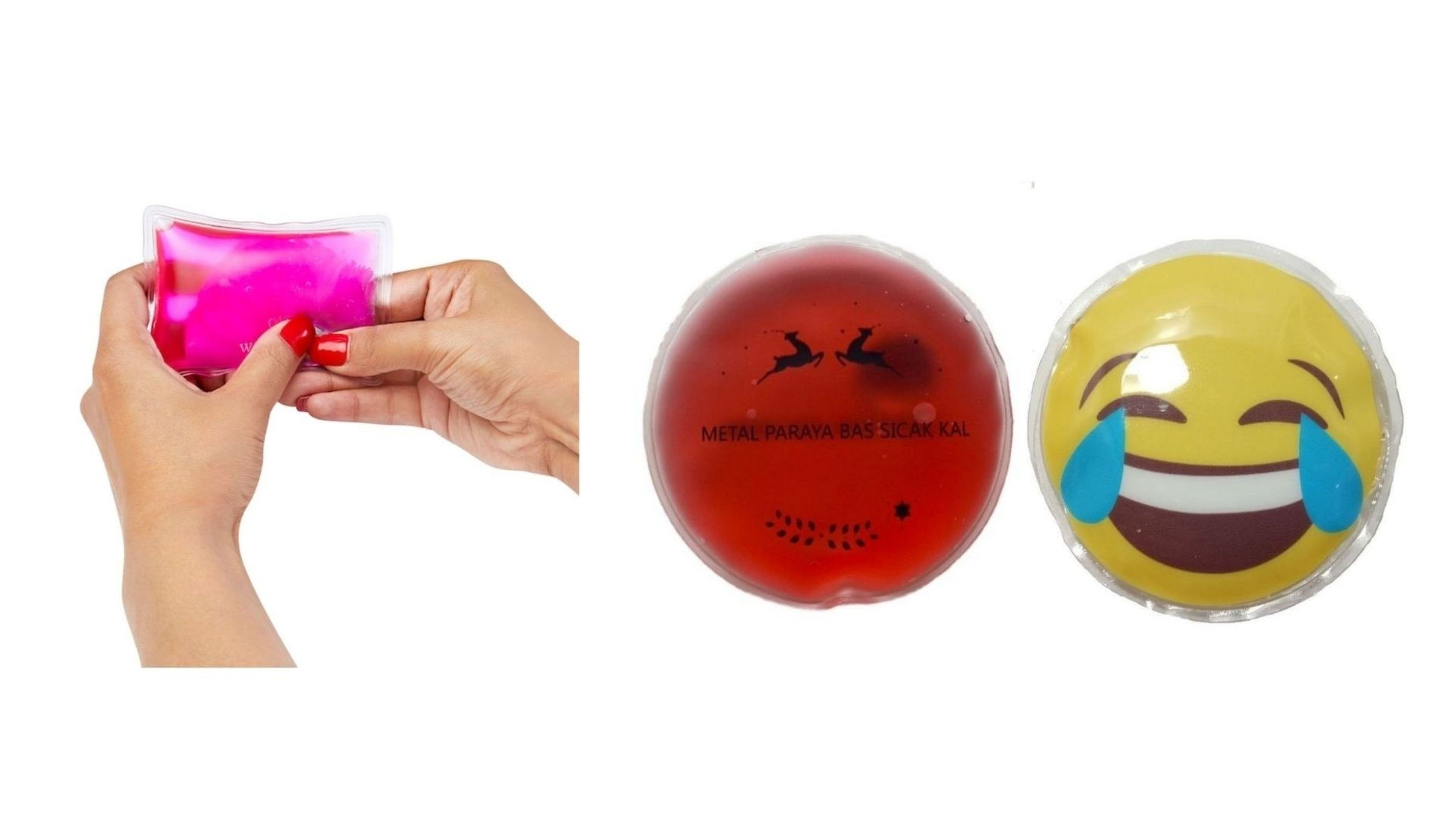 Gülen Emoji Kırmızı Ceylan Cep Sobası,El Isıtıcı,2 Adet Sıcak Su Torbası Pvc  9Cm